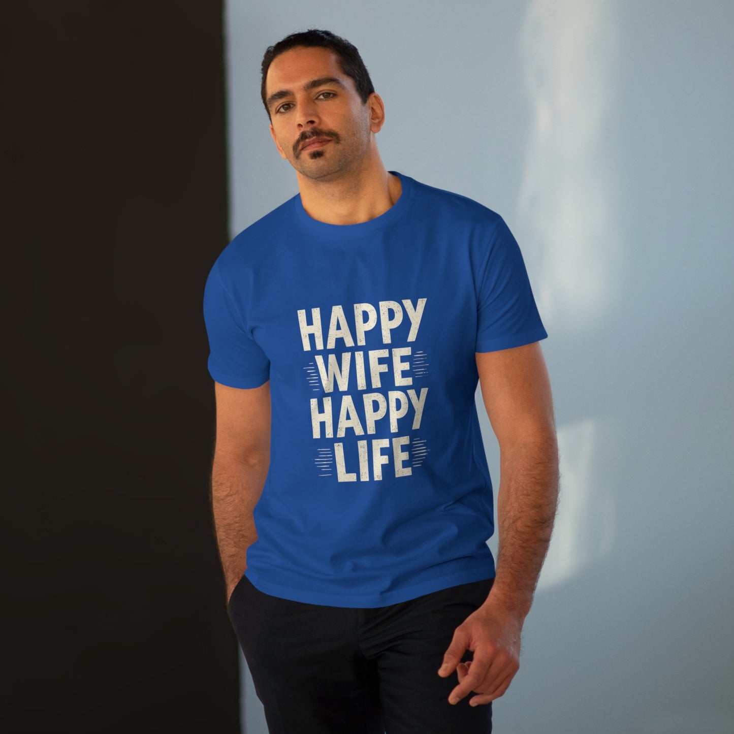 Happy Wife, Happy Life Men's Modern-fit Tee - Inspirational Gift, Casual Wear, Everyday Style, Celebration Outfit, Humor Shirt