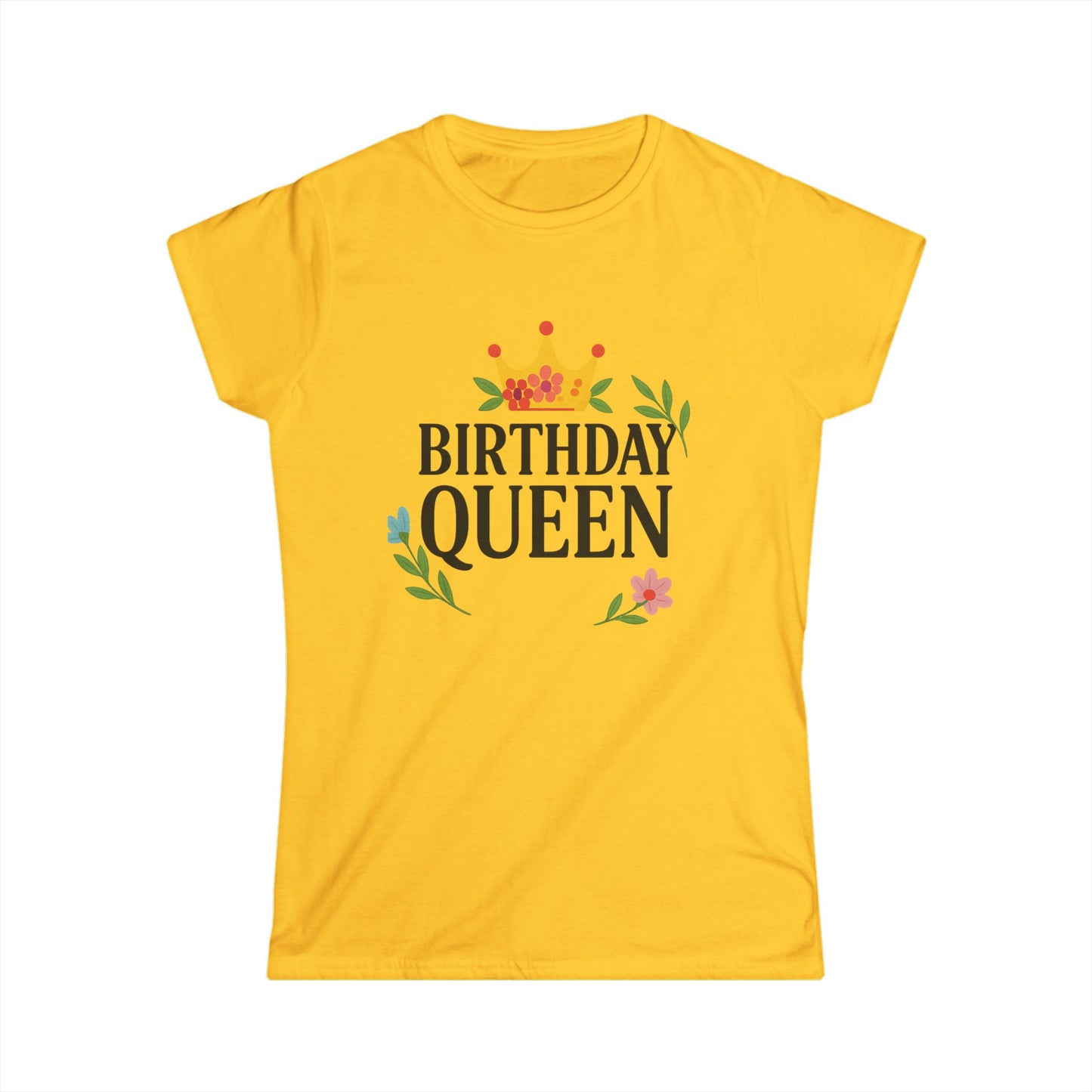 Birthday Queen Women's Softstyle Tee, Birthday Gift, Casual Wear, Party Outfit, Celebration Shirt, Queen Crown Shirt