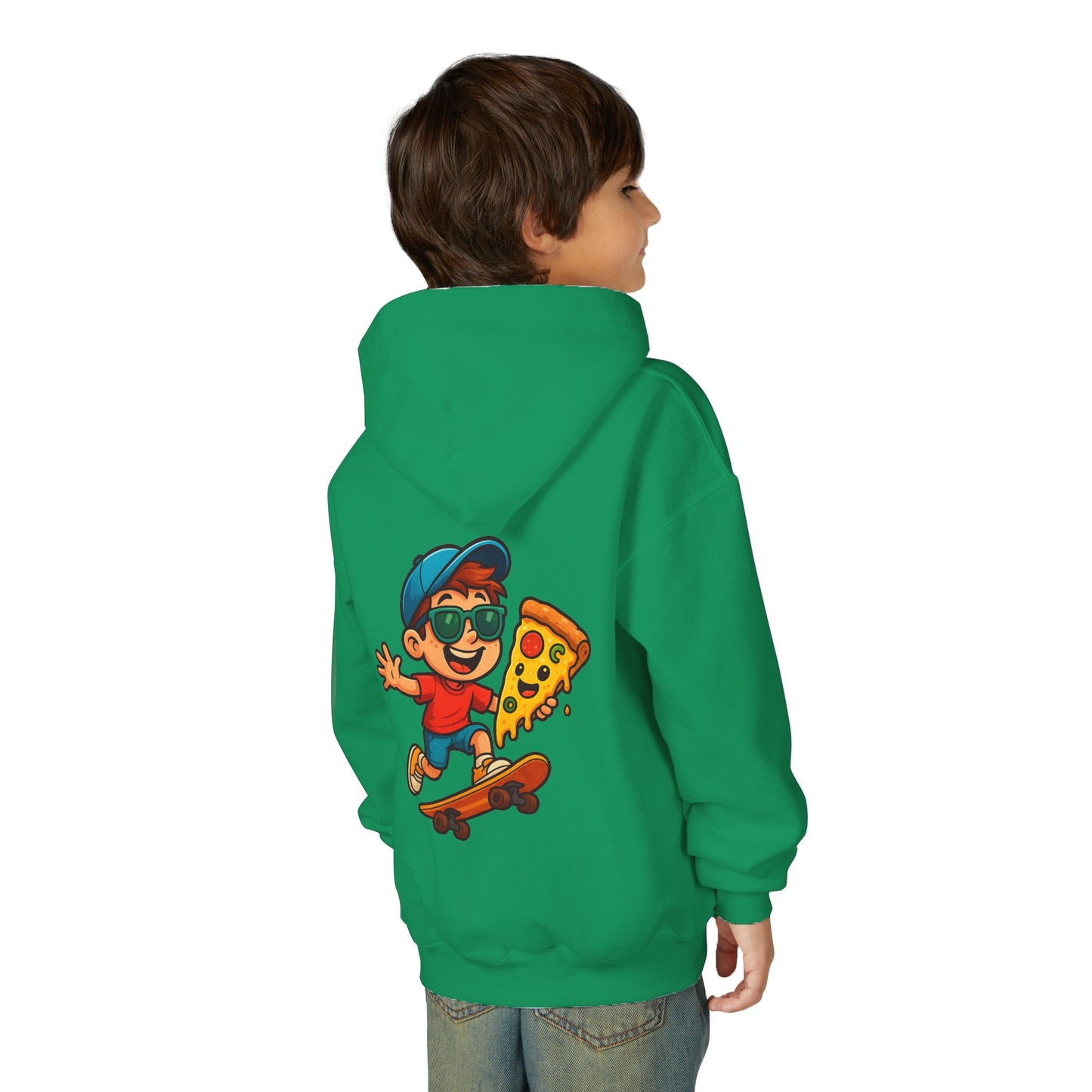 Youth Skateboarder Pizza Hoodie, Cool Sweatshirt for Kids, Perfect for Birthday Gifts, Skateboarding Parties, Everyday Wear