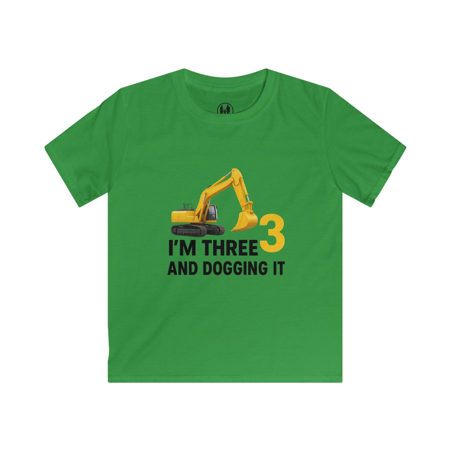 Kids Construction Birthday Tee, Cute Excavator Shirt, Toddler Birthday Gift, I'm Three and Dogging It, Fun Kids T-Shirt, Playful Outfit