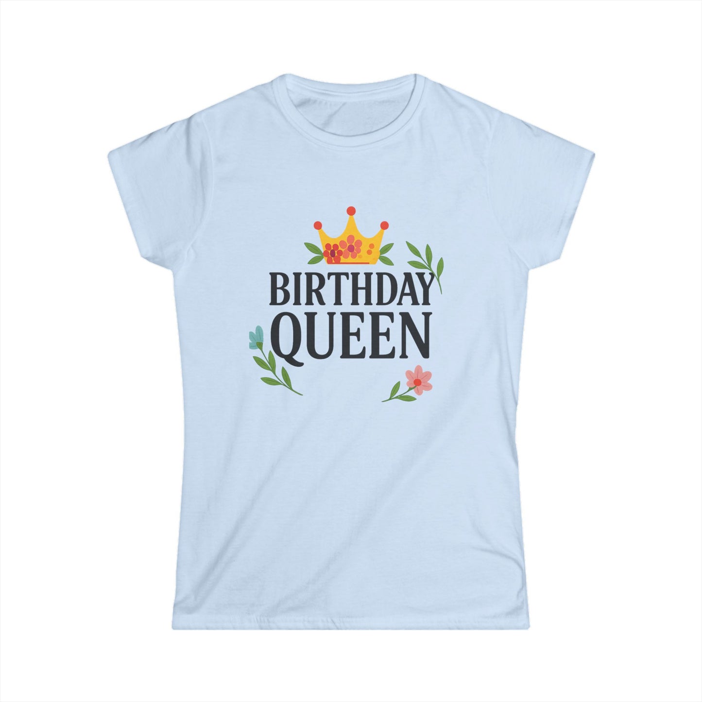 Birthday Queen Women's Softstyle Tee, Birthday Gift, Casual Wear, Party Outfit, Celebration Shirt, Queen Crown Shirt