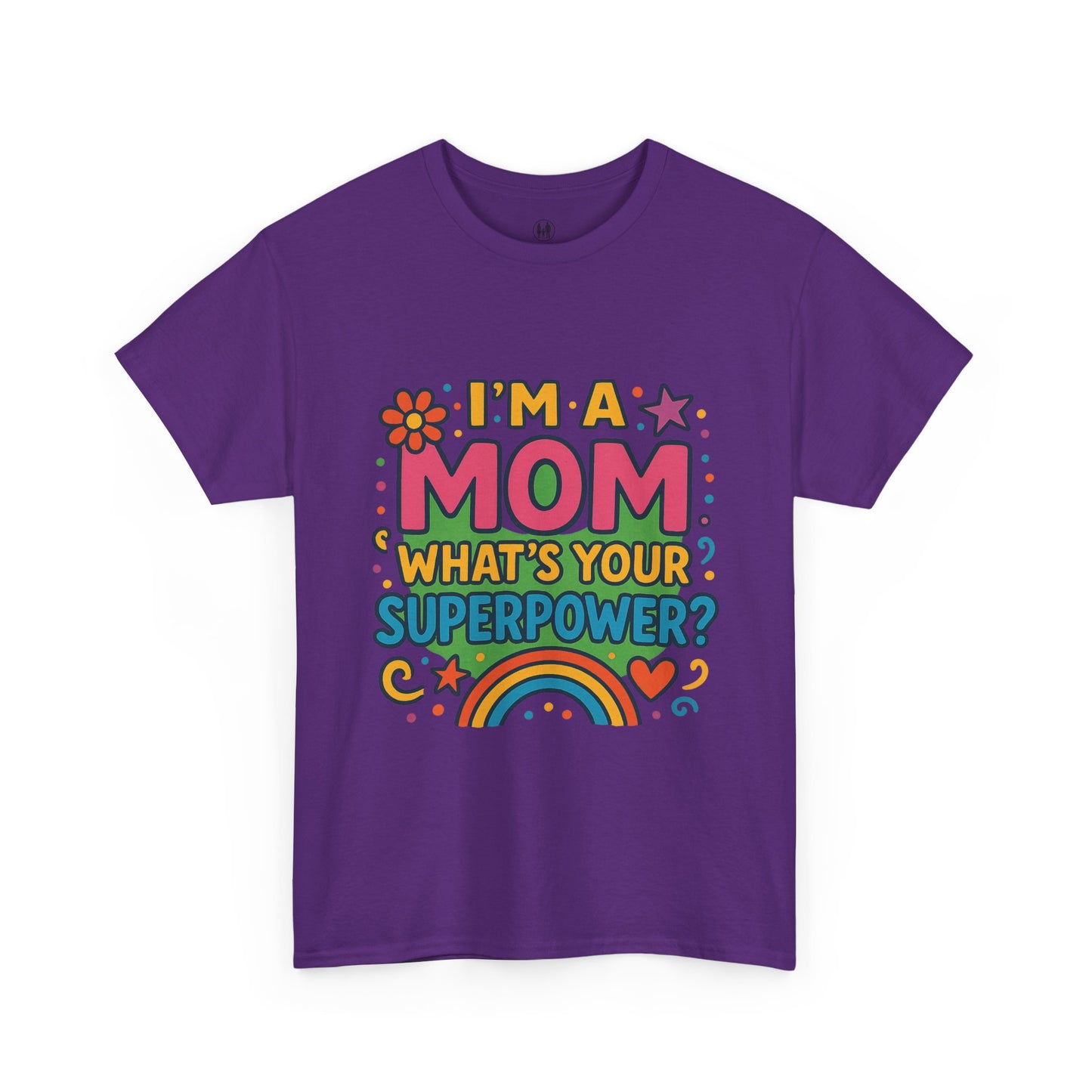 Mom Superpower Tee - Celebrate Motherhood, Woman Cotton T-Shirt, Gift for Moms, Rainbow Graphic Tee, Fun Mother's Day Shirt