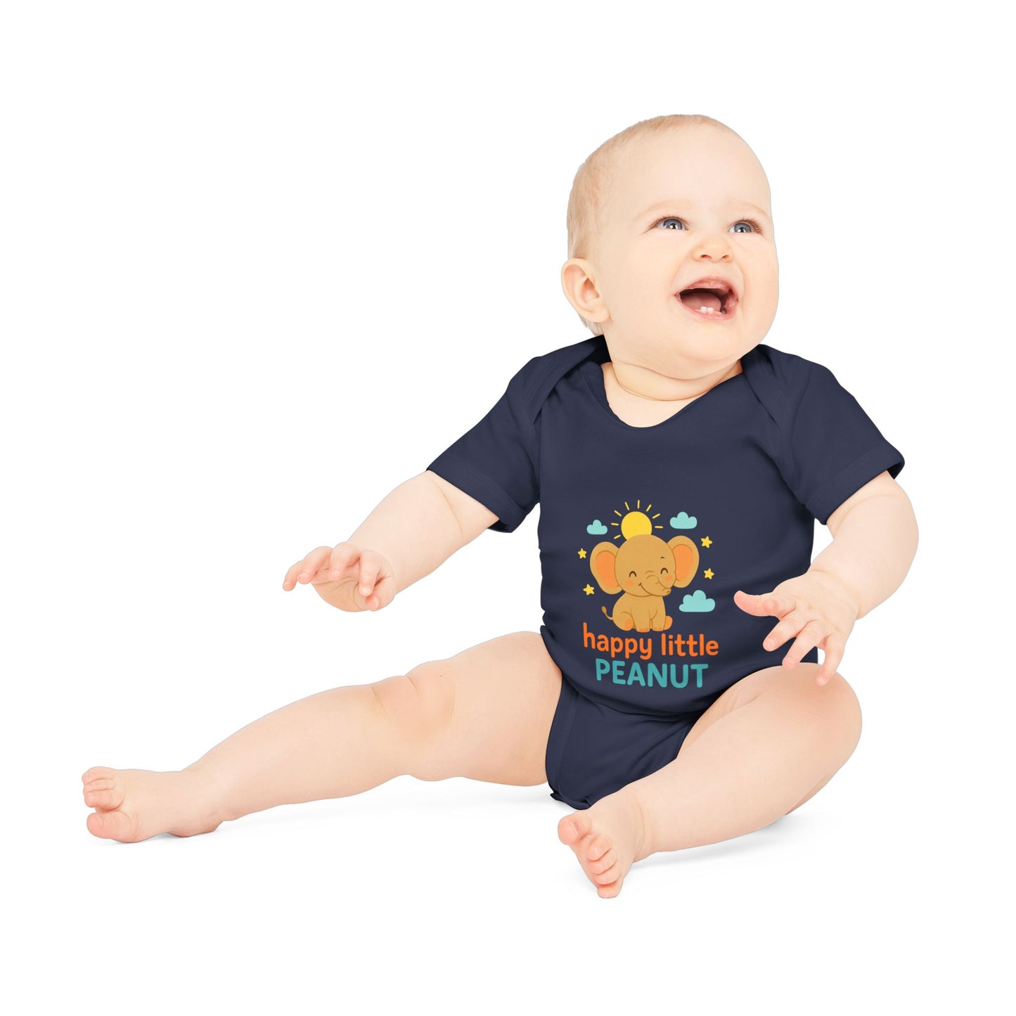 Organic Baby Bodysuit - Happy Little Peanut | Cute Infant Outfit, Newborn Gift, Toddler Wear, Baby Shower Present, Organic Cotton Clothing