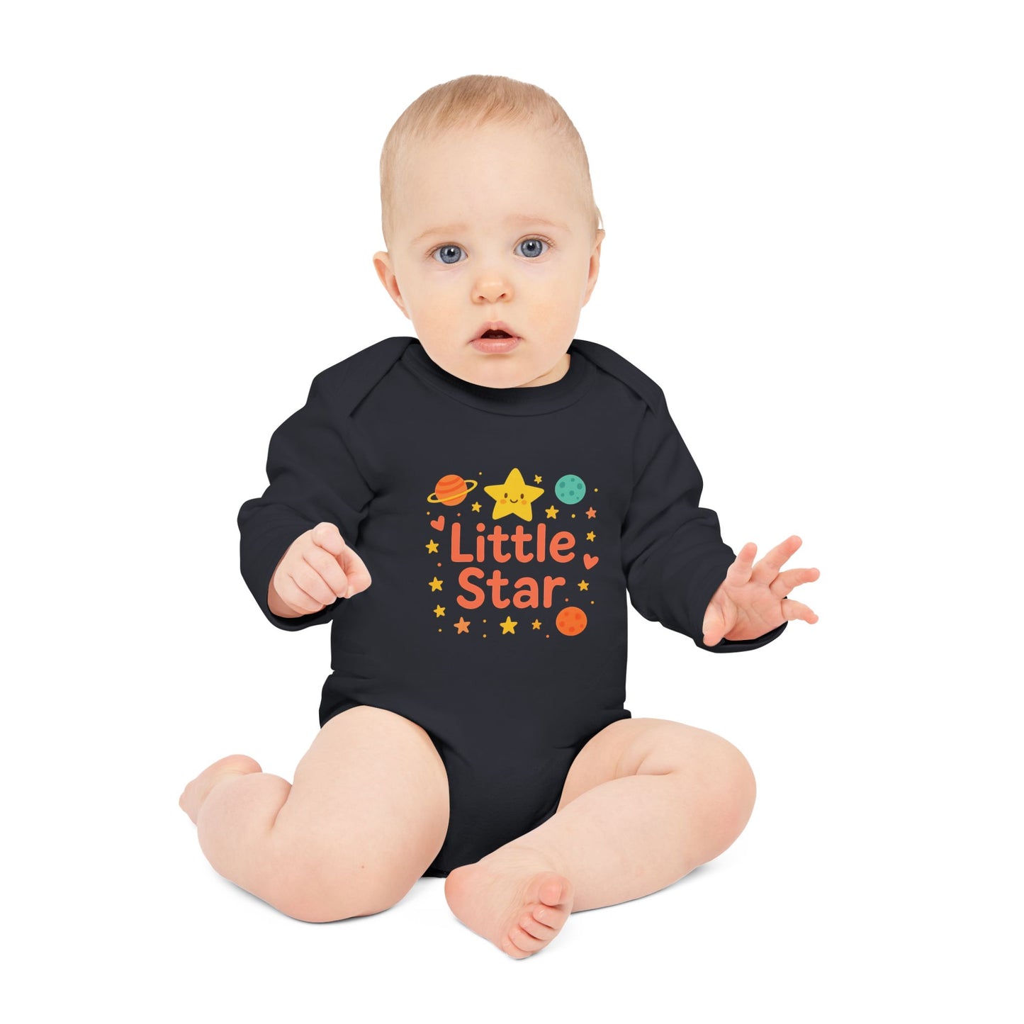 Little Star Baby Long-Sleeve Organic Bodysuit, Cute Infant Outfit, Newborn Gift, Baby Shirt, Eco-Friendly Clothing