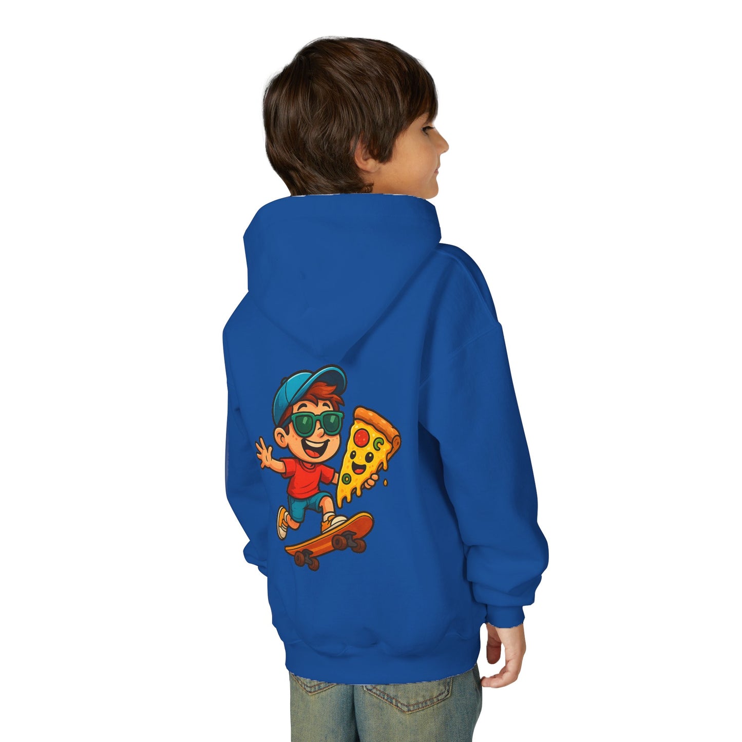 Youth Skateboarder Pizza Hoodie, Cool Sweatshirt for Kids, Perfect for Birthday Gifts, Skateboarding Parties, Everyday Wear