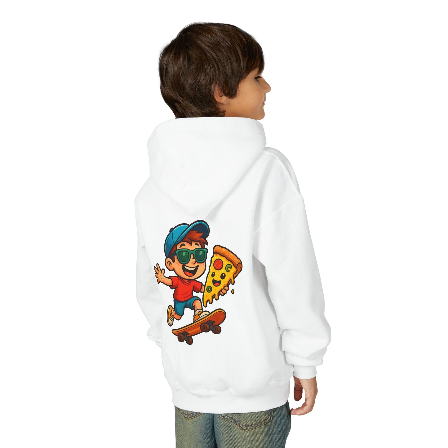 Youth Skateboarder Pizza Hoodie, Cool Sweatshirt for Kids, Perfect for Birthday Gifts, Skateboarding Parties, Everyday Wear