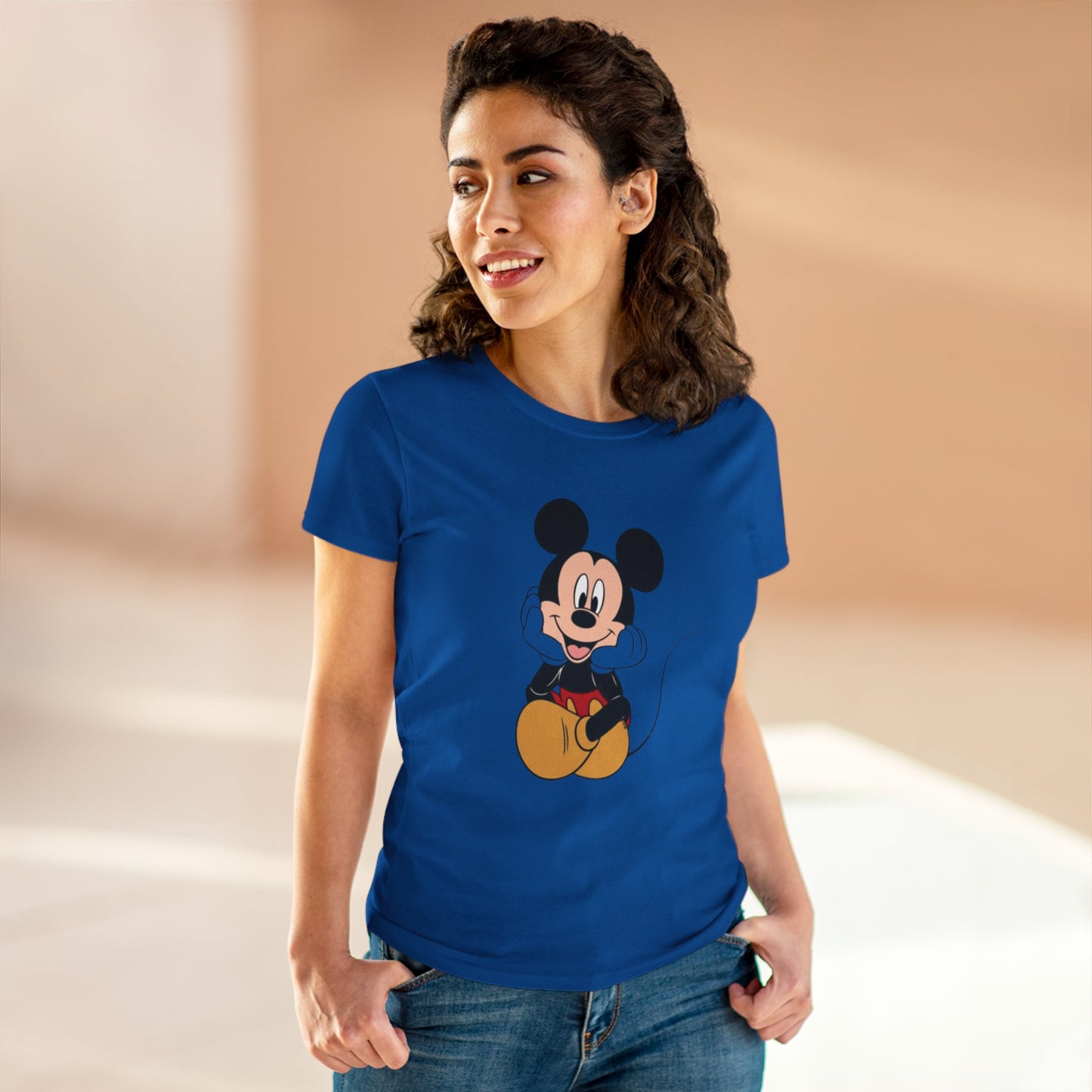 Cheerful Mickey Mouse Tee, Casual Women's T-Shirt, Disney Apparel, Gift for Mickey Fans, Summer Tee, Fun Graphic Shirt