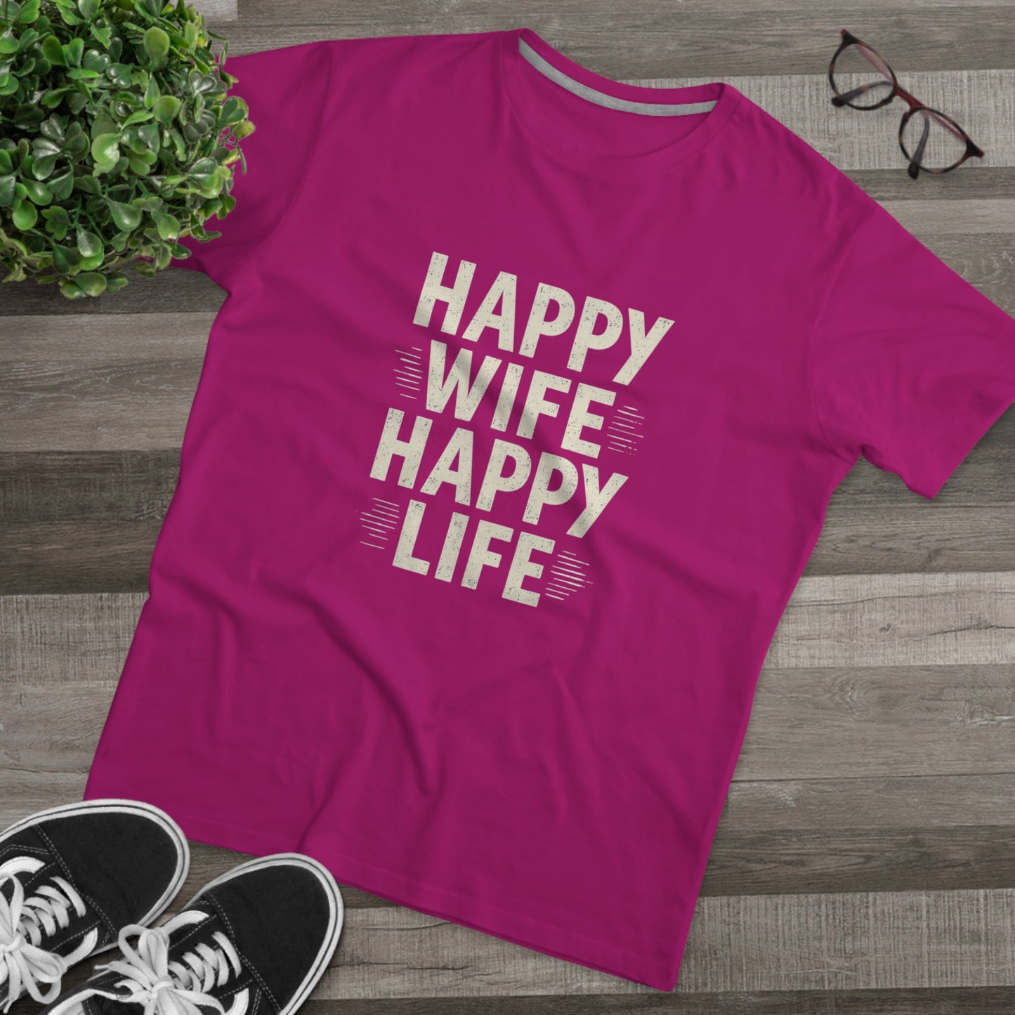 Happy Wife, Happy Life Men's Modern-fit Tee - Inspirational Gift, Casual Wear, Everyday Style, Celebration Outfit, Humor Shirt