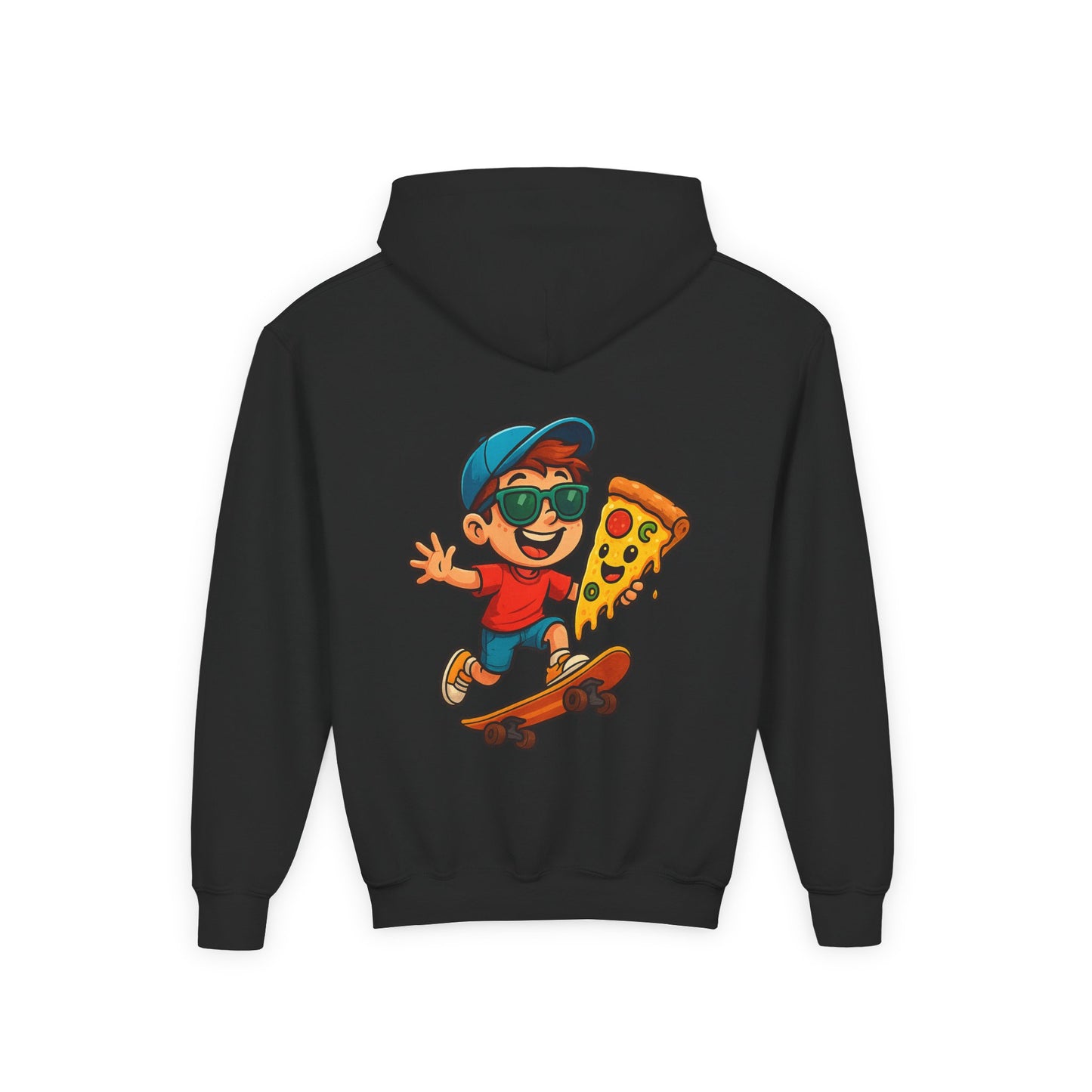 Youth Skateboarder Pizza Hoodie, Cool Sweatshirt for Kids, Perfect for Birthday Gifts, Skateboarding Parties, Everyday Wear