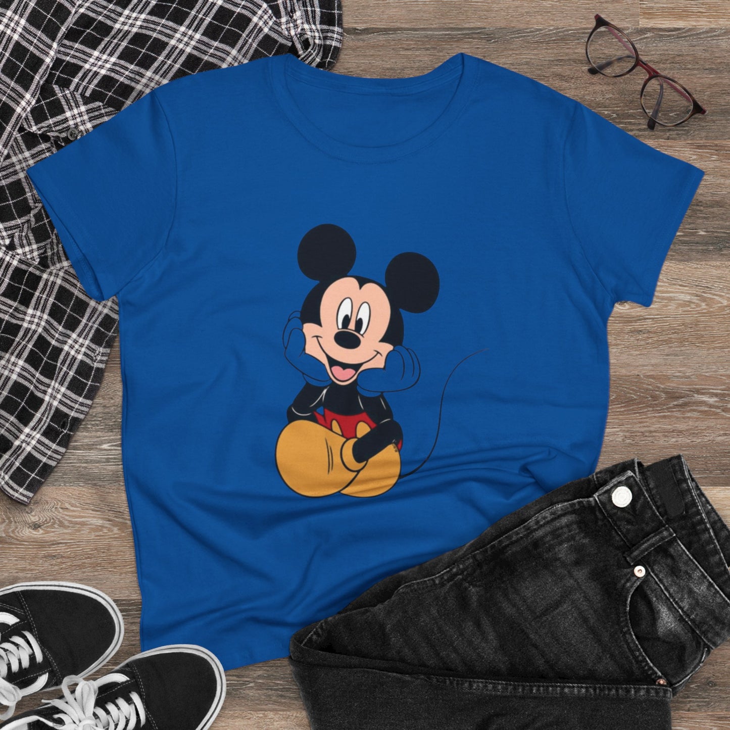 Cheerful Mickey Mouse Tee, Casual Women's T-Shirt, Disney Apparel, Gift for Mickey Fans, Summer Tee, Fun Graphic Shirt