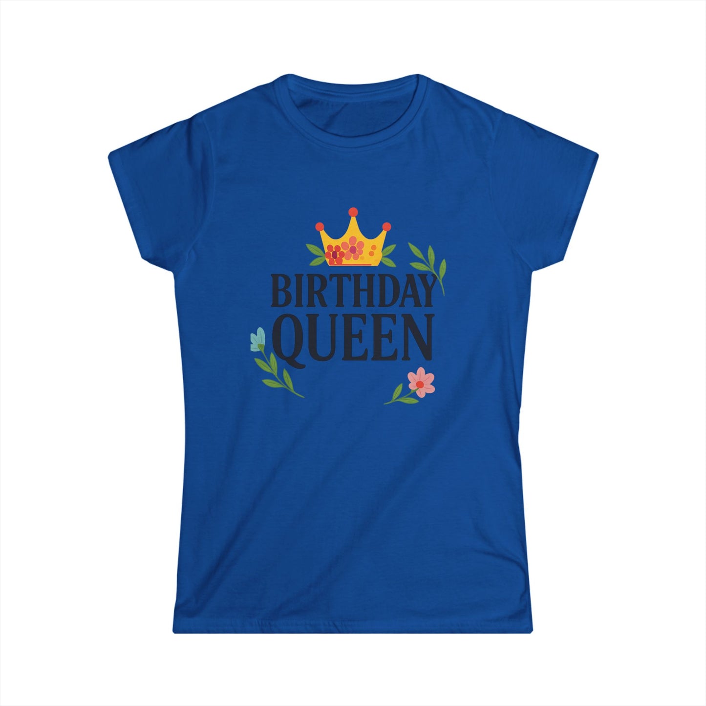 Birthday Queen Women's Softstyle Tee, Birthday Gift, Casual Wear, Party Outfit, Celebration Shirt, Queen Crown Shirt