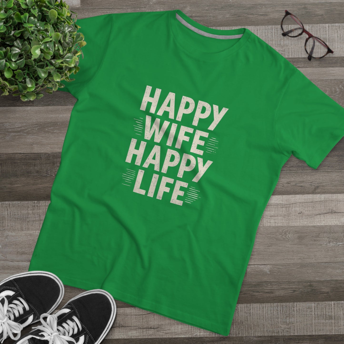 Happy Wife, Happy Life Men's Modern-fit Tee - Inspirational Gift, Casual Wear, Everyday Style, Celebration Outfit, Humor Shirt