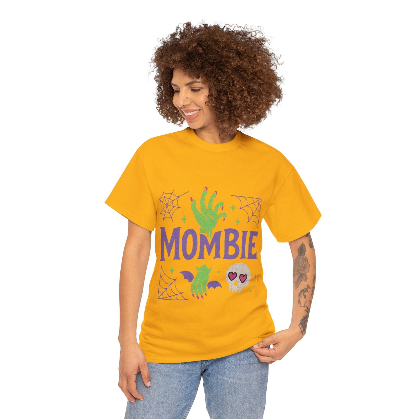 Mombie Tee - Women Heavy Cotton T-Shirt for Moms, Fun Halloween Shirt, Spooky Gift, Casual Wear, Parenting Humor
