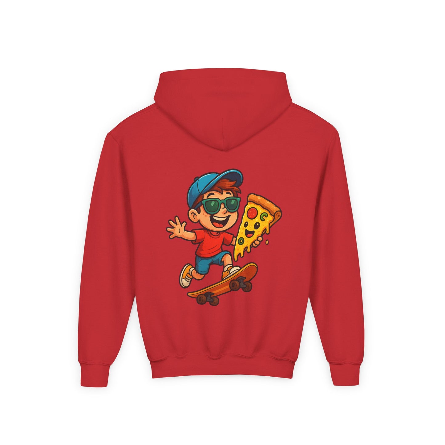 Youth Skateboarder Pizza Hoodie, Cool Sweatshirt for Kids, Perfect for Birthday Gifts, Skateboarding Parties, Everyday Wear