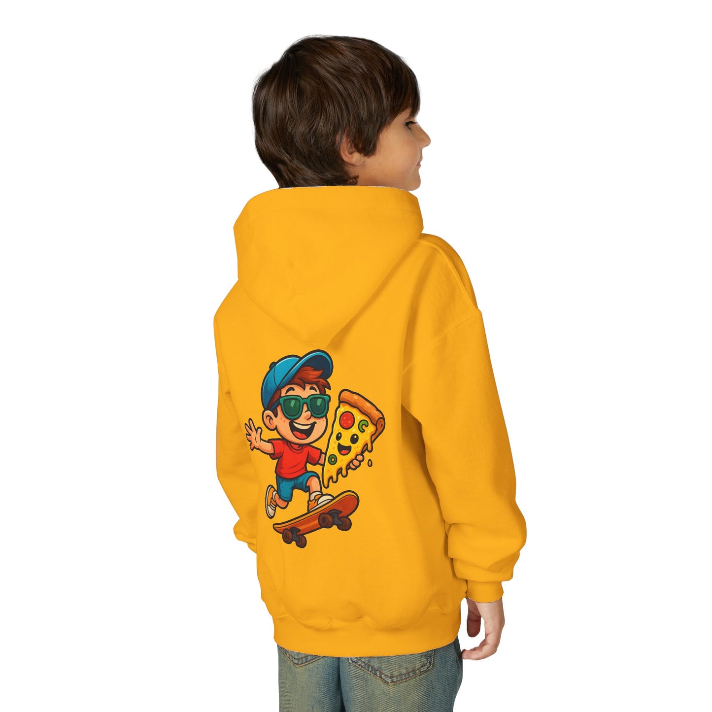 Youth Skateboarder Pizza Hoodie, Cool Sweatshirt for Kids, Perfect for Birthday Gifts, Skateboarding Parties, Everyday Wear