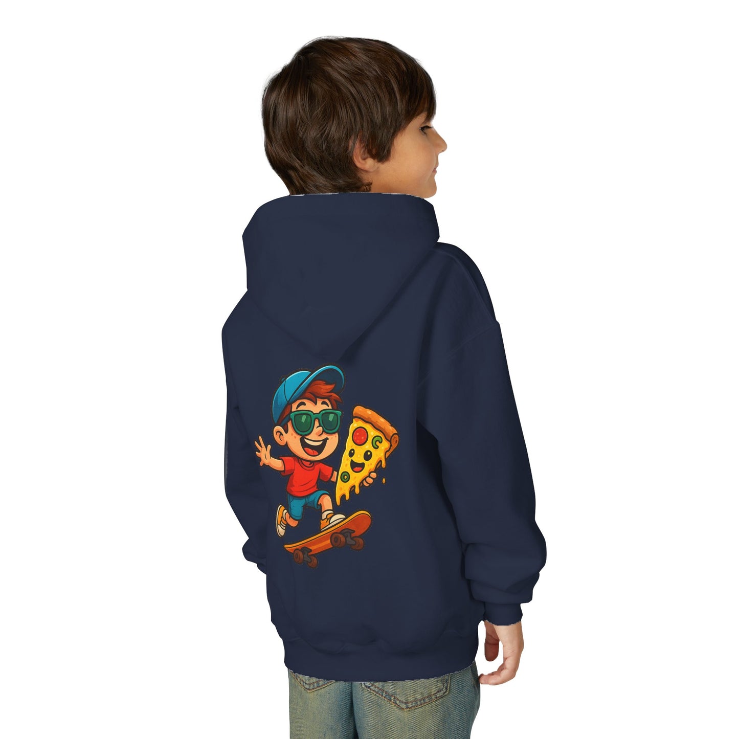 Youth Skateboarder Pizza Hoodie, Cool Sweatshirt for Kids, Perfect for Birthday Gifts, Skateboarding Parties, Everyday Wear