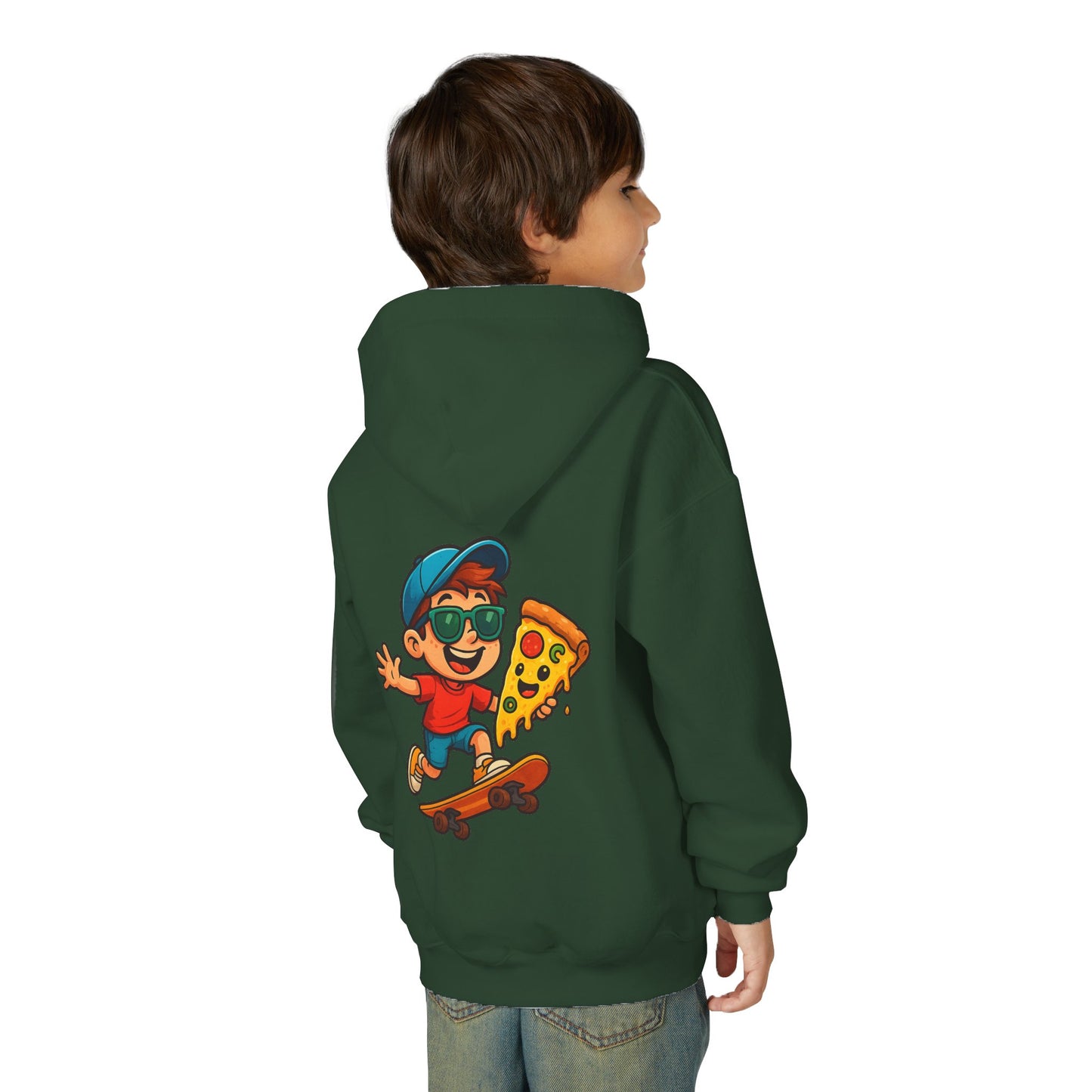 Youth Skateboarder Pizza Hoodie, Cool Sweatshirt for Kids, Perfect for Birthday Gifts, Skateboarding Parties, Everyday Wear