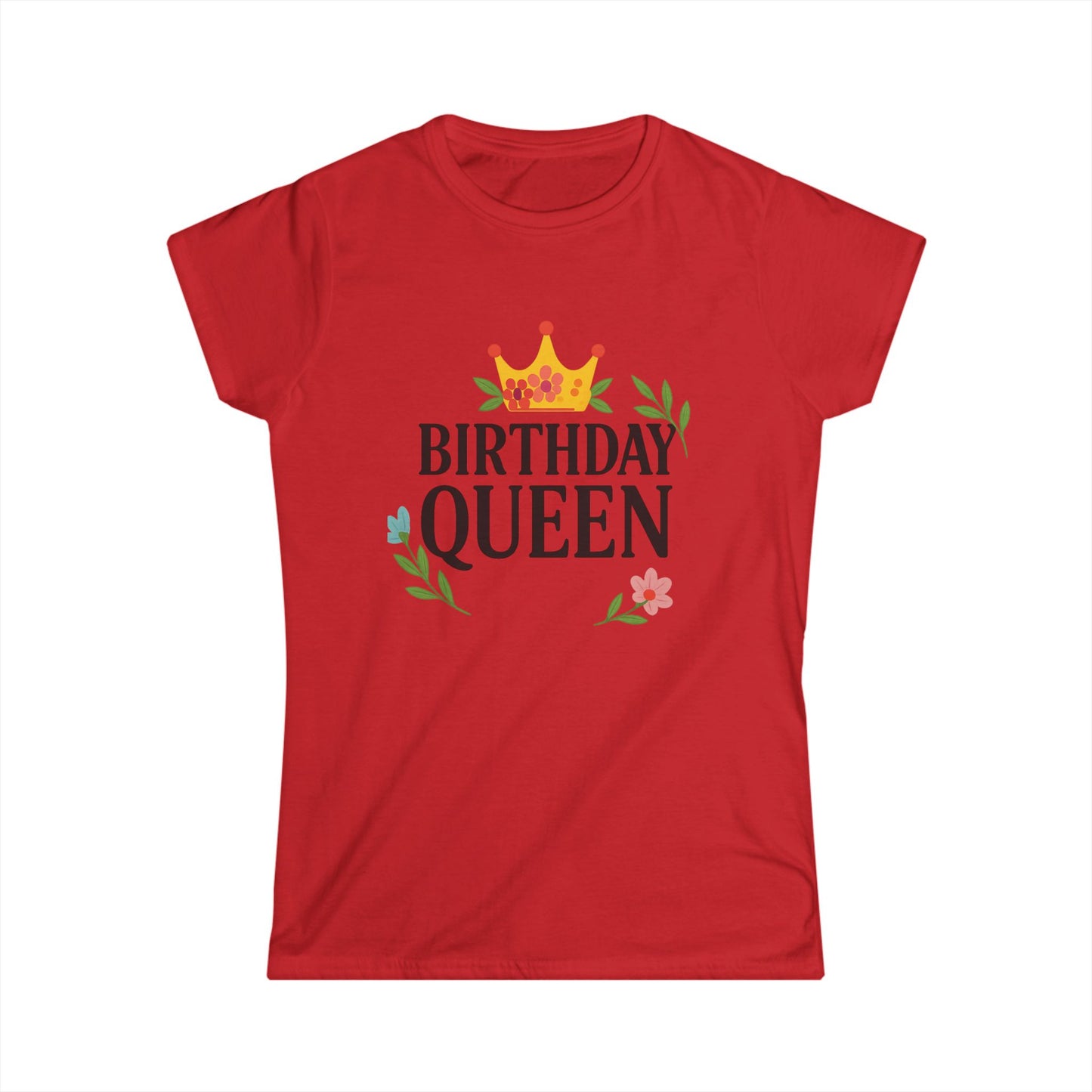 Birthday Queen Women's Softstyle Tee, Birthday Gift, Casual Wear, Party Outfit, Celebration Shirt, Queen Crown Shirt