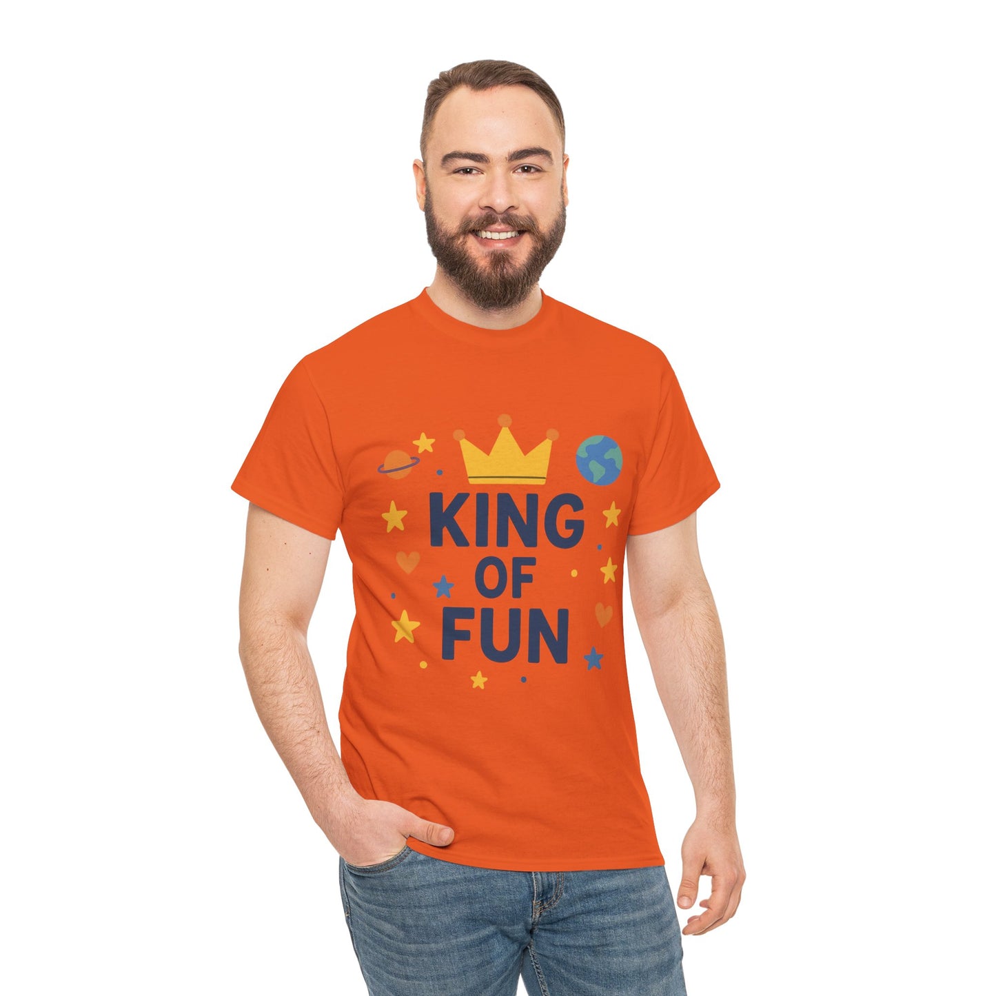 King of Fun Unisex Heavy Cotton Tee - Playful, Casual Shirt for Kids and Adults, Birthday Gift, Fun Party Outfit, Everyday Wear
