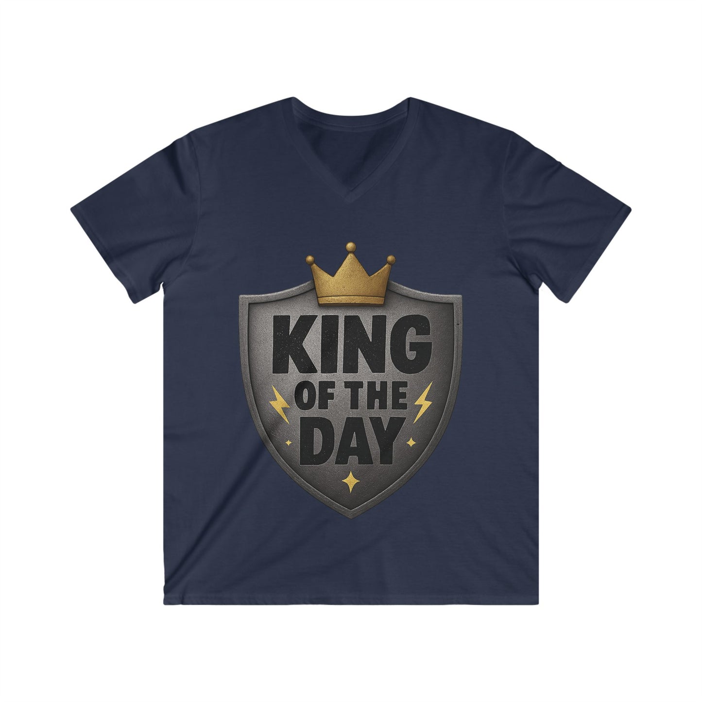 Men's King of the Day V-Neck Tee, Casual Wear, Gift for Him, Birthday Shirt, Father's Day, Everyday Style, Graphic T-Shirt