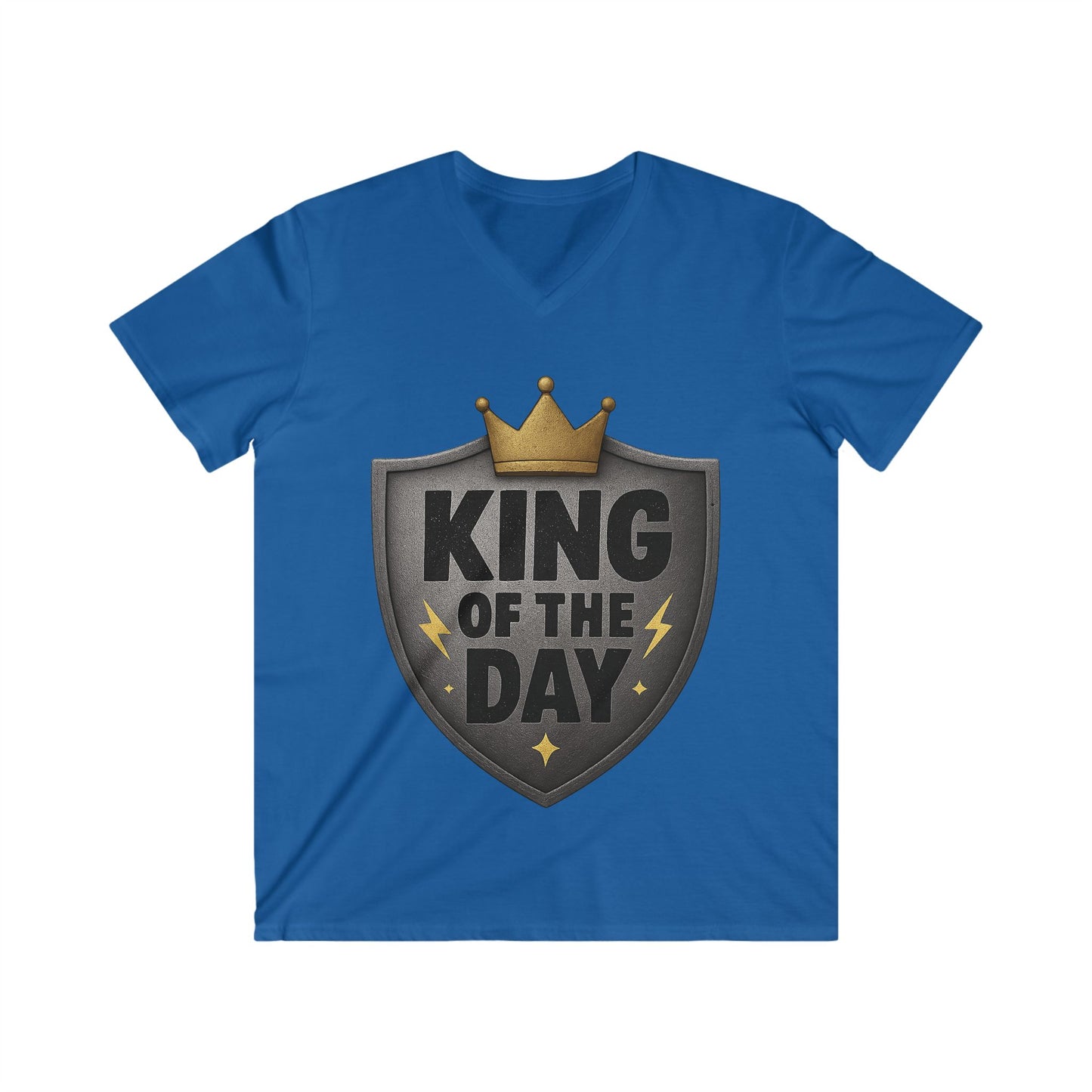 Men's King of the Day V-Neck Tee, Casual Wear, Gift for Him, Birthday Shirt, Father's Day, Everyday Style, Graphic T-Shirt
