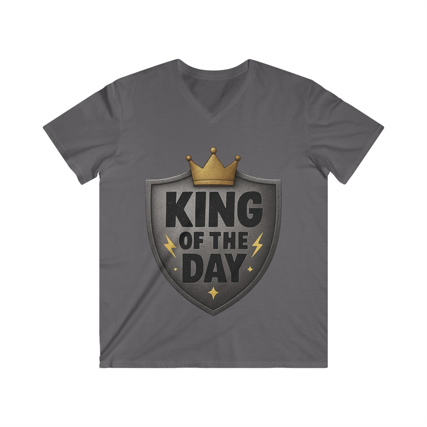 Men's King of the Day V-Neck Tee, Casual Wear, Gift for Him, Birthday Shirt, Father's Day, Everyday Style, Graphic T-Shirt