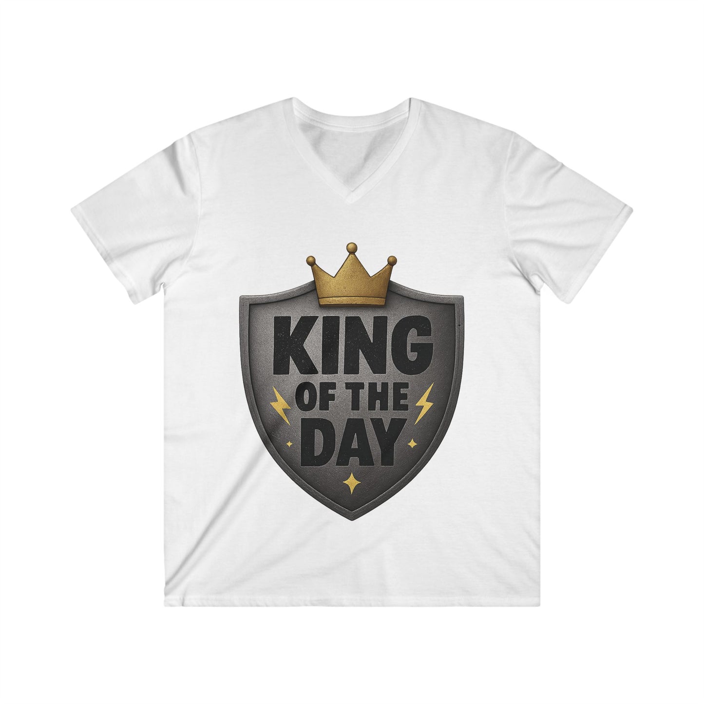 Men's King of the Day V-Neck Tee, Casual Wear, Gift for Him, Birthday Shirt, Father's Day, Everyday Style, Graphic T-Shirt
