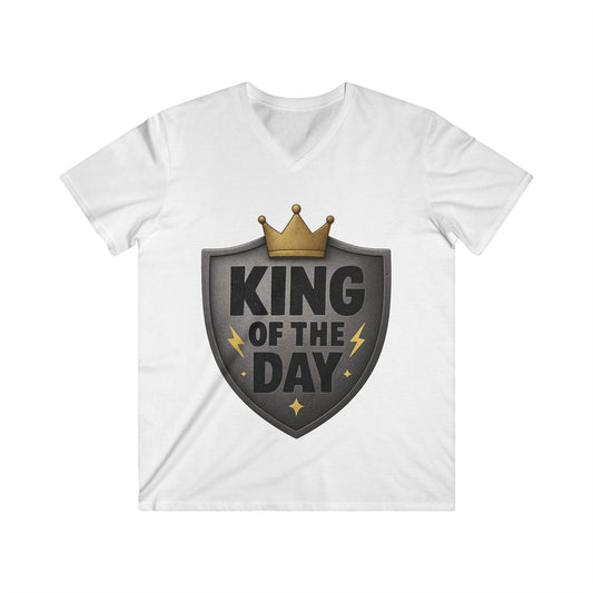 Herren-T-Shirt mit V-Ausschnitt und Aufdruck „König des Tages“