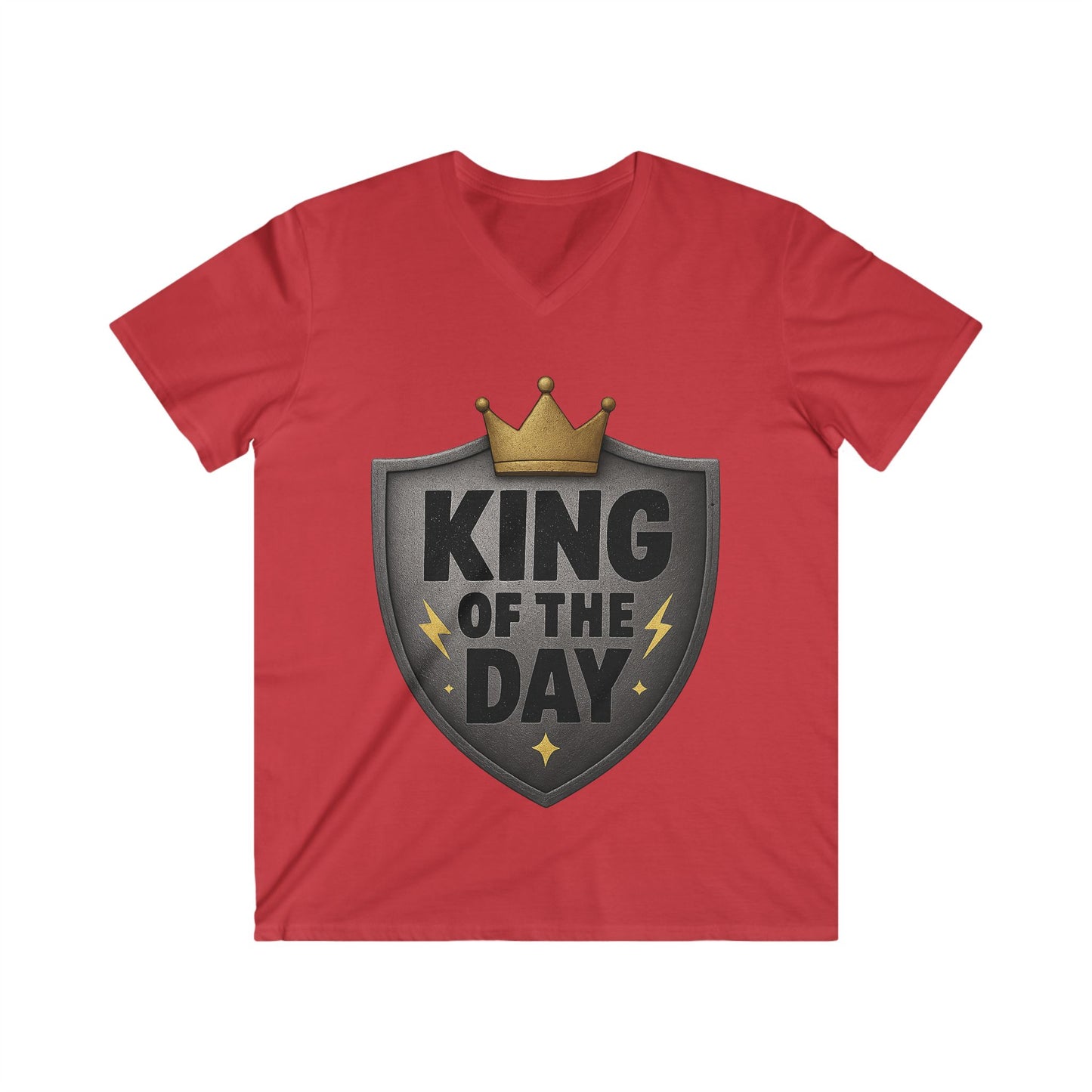 Men's King of the Day V-Neck Tee, Casual Wear, Gift for Him, Birthday Shirt, Father's Day, Everyday Style, Graphic T-Shirt
