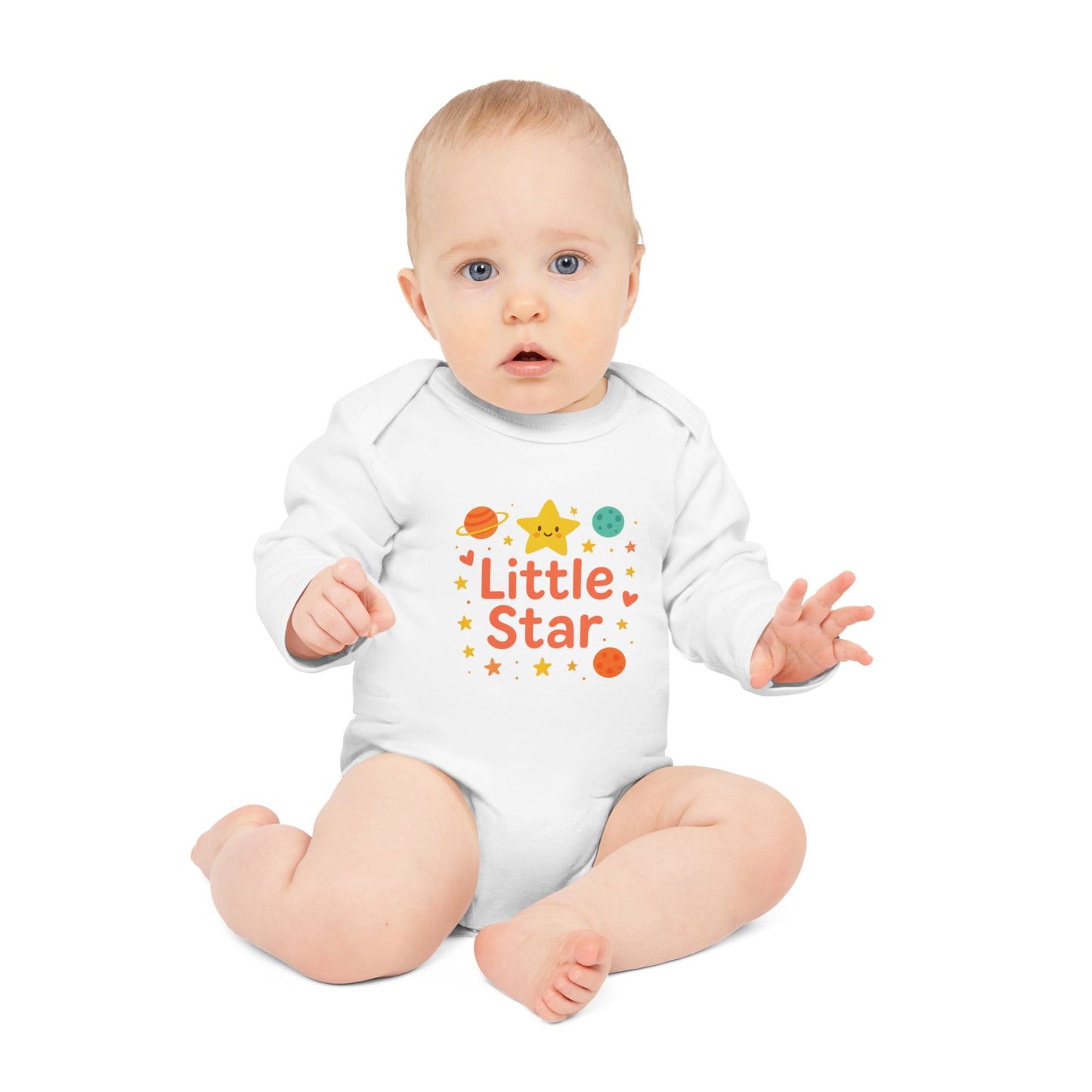 Little Star Baby Long-Sleeve Organic Bodysuit, Cute Infant Outfit, Newborn Gift, Baby Shirt, Eco-Friendly Clothing