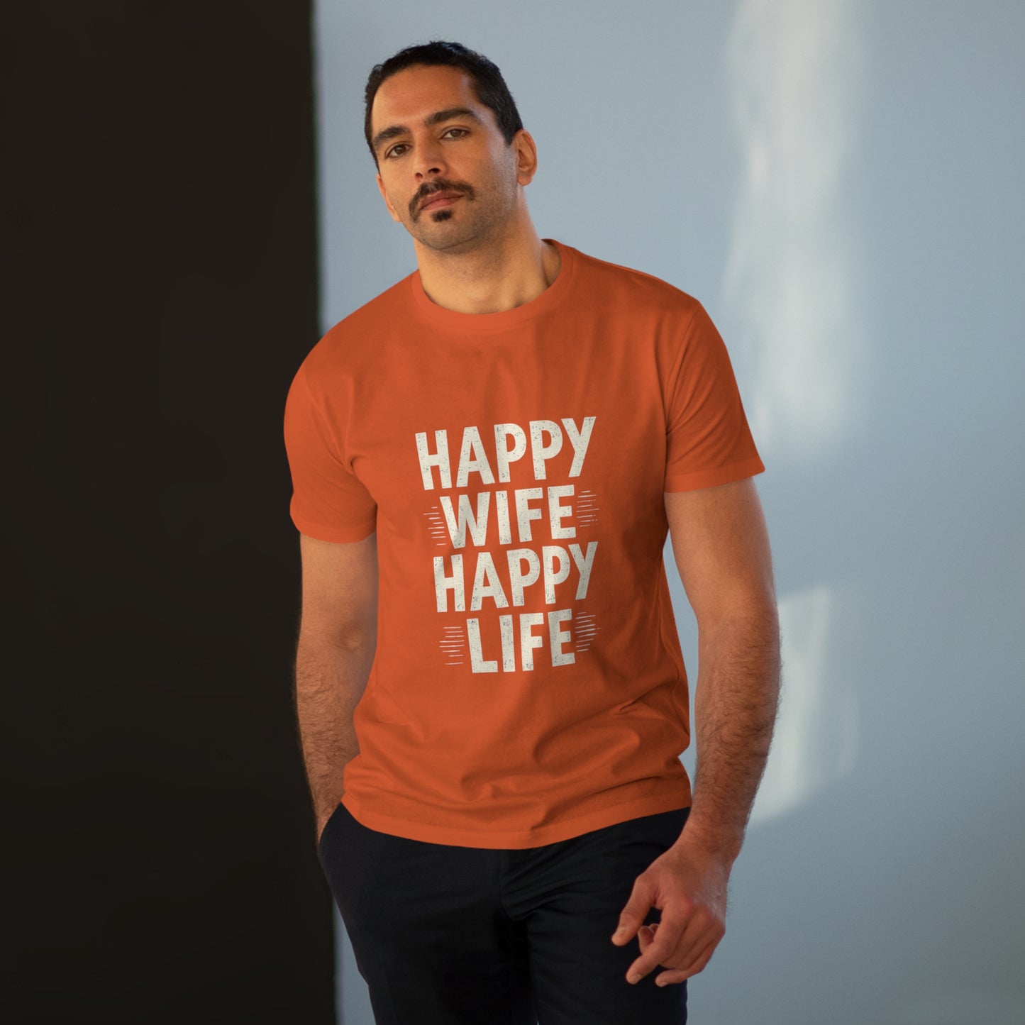 Happy Wife, Happy Life Men's Modern-fit Tee - Inspirational Gift, Casual Wear, Everyday Style, Celebration Outfit, Humor Shirt