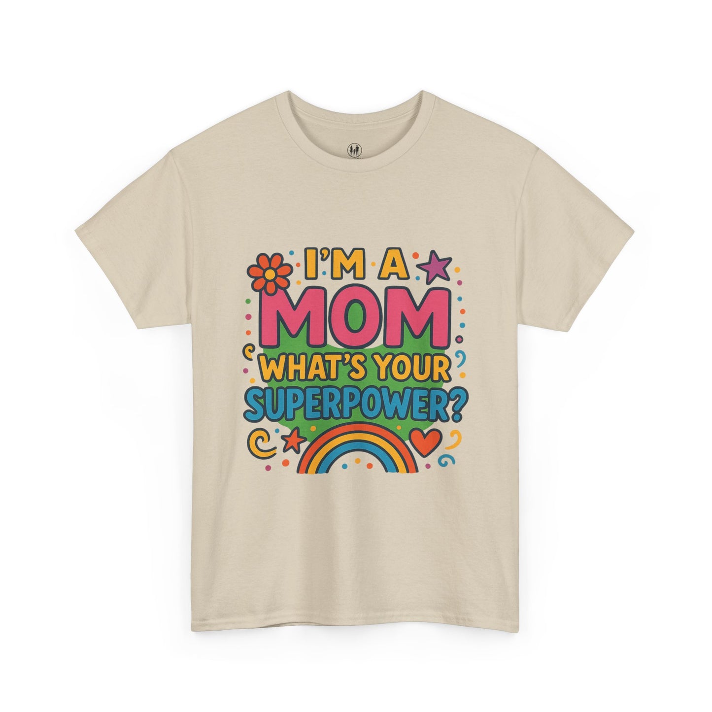 Mom Superpower Tee - Celebrate Motherhood, Woman Cotton T-Shirt, Gift for Moms, Rainbow Graphic Tee, Fun Mother's Day Shirt