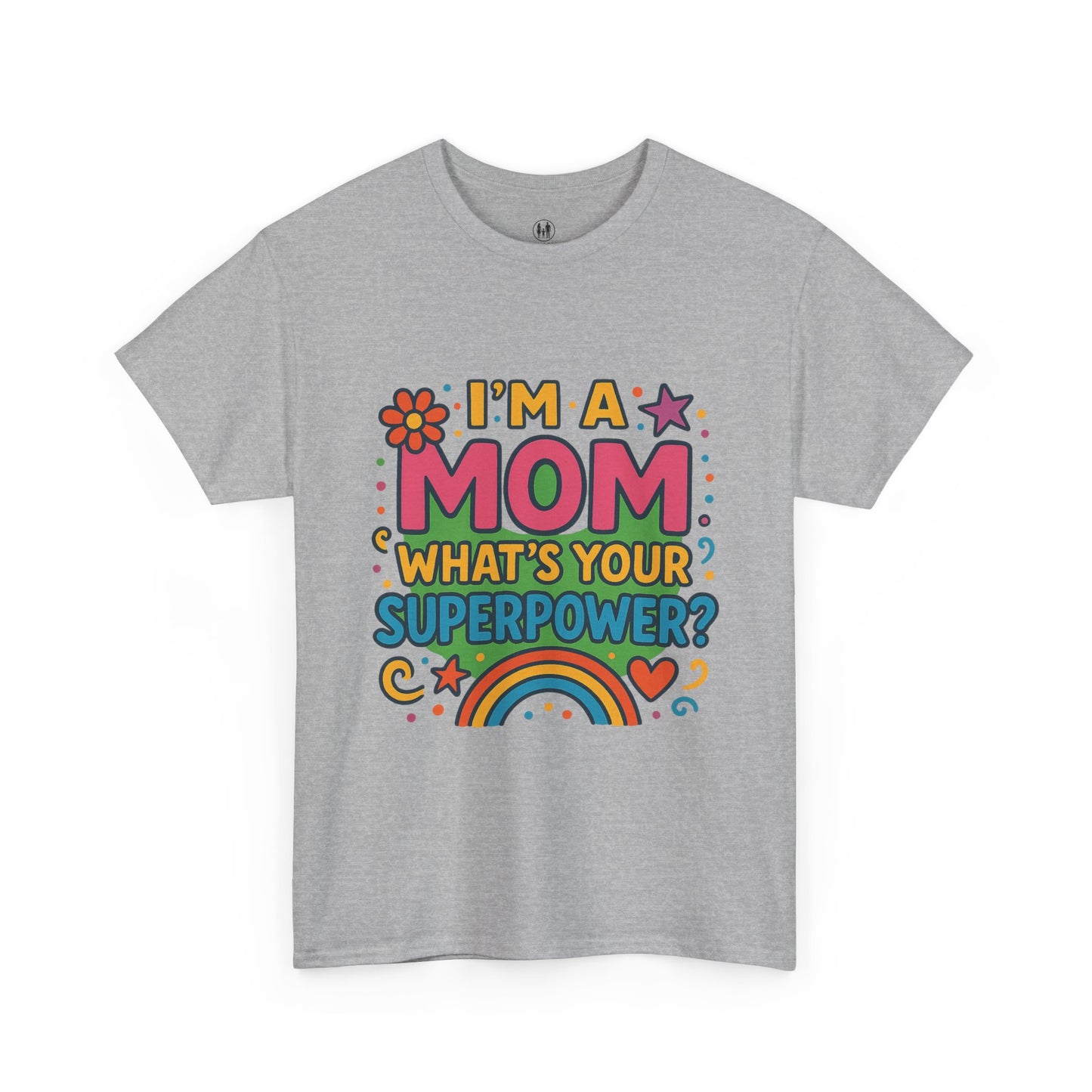 Mom Superpower Tee - Celebrate Motherhood, Woman Cotton T-Shirt, Gift for Moms, Rainbow Graphic Tee, Fun Mother's Day Shirt