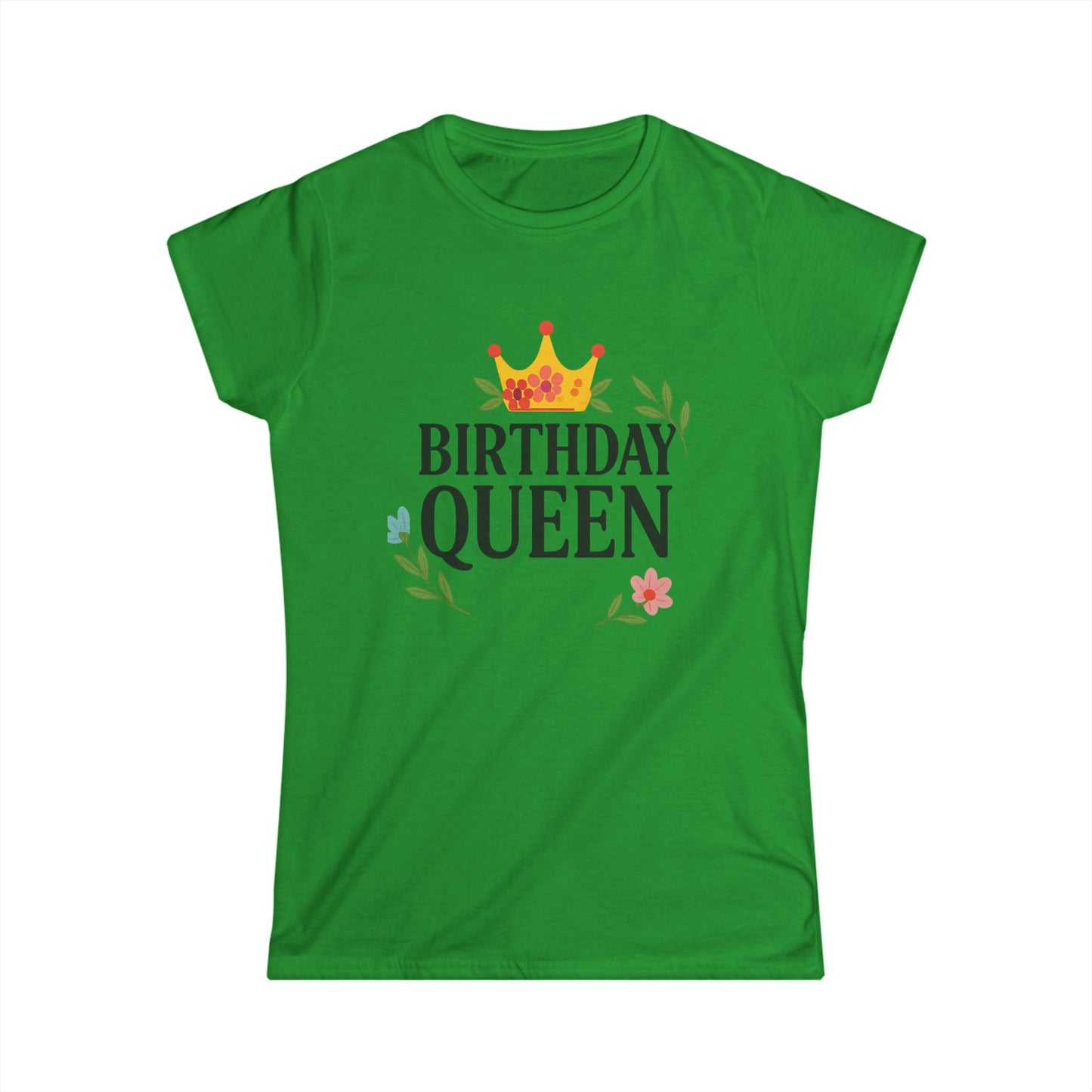 Birthday Queen Women's Softstyle Tee, Birthday Gift, Casual Wear, Party Outfit, Celebration Shirt, Queen Crown Shirt