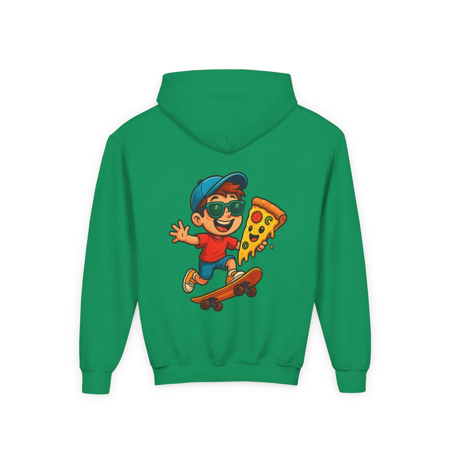 Youth Skateboarder Pizza Hoodie, Cool Sweatshirt for Kids, Perfect for Birthday Gifts, Skateboarding Parties, Everyday Wear
