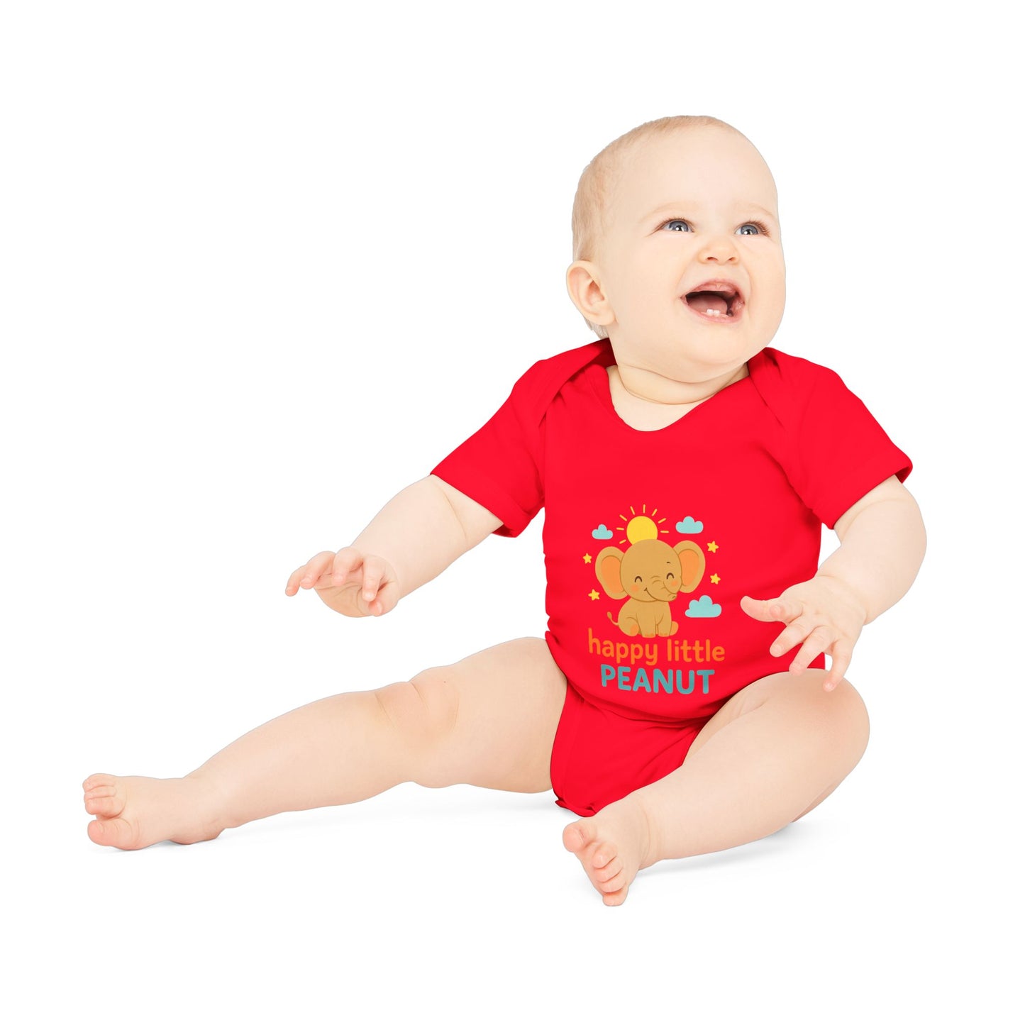 Organic Baby Bodysuit - Happy Little Peanut | Cute Infant Outfit, Newborn Gift, Toddler Wear, Baby Shower Present, Organic Cotton Clothing