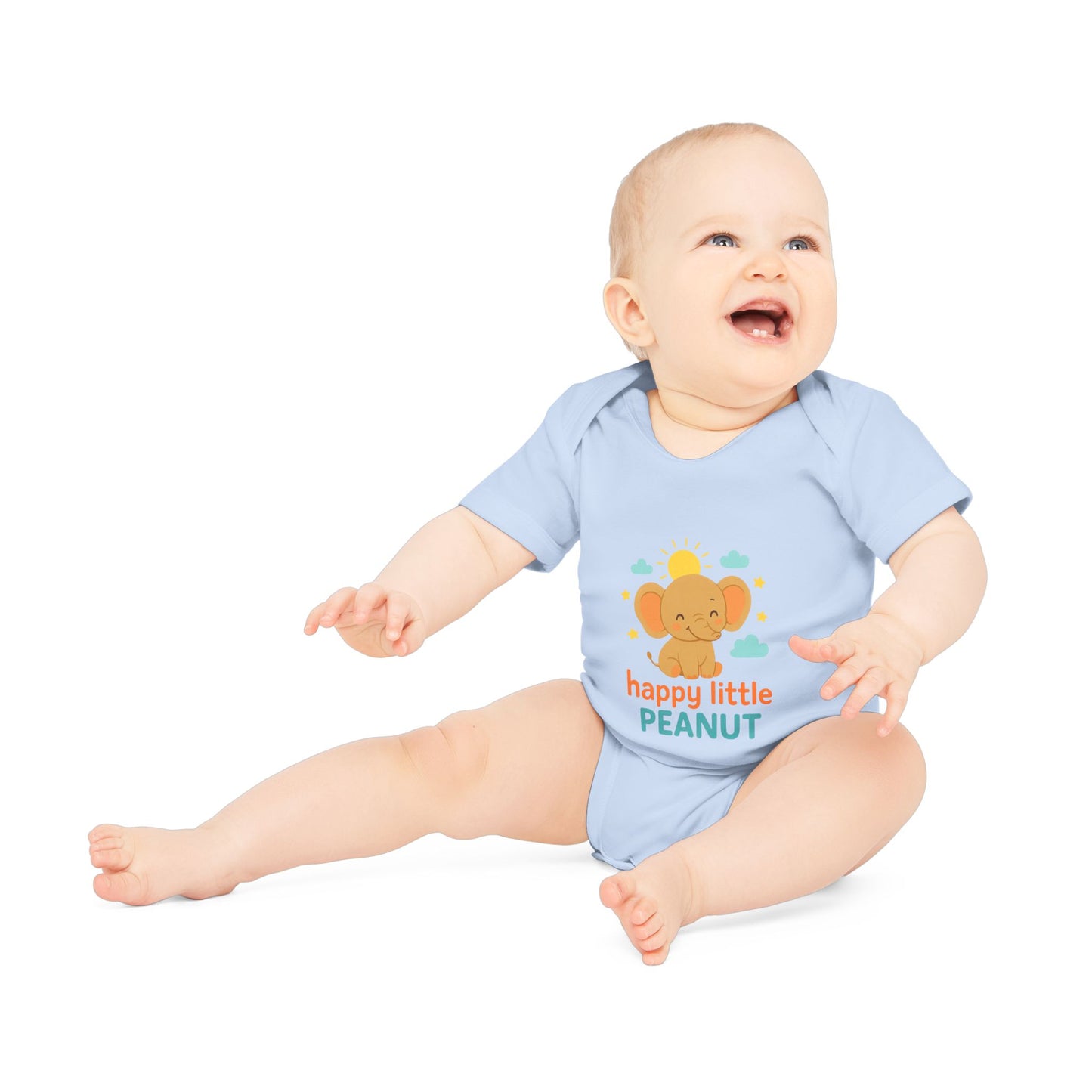 Organic Baby Bodysuit - Happy Little Peanut | Cute Infant Outfit, Newborn Gift, Toddler Wear, Baby Shower Present, Organic Cotton Clothing