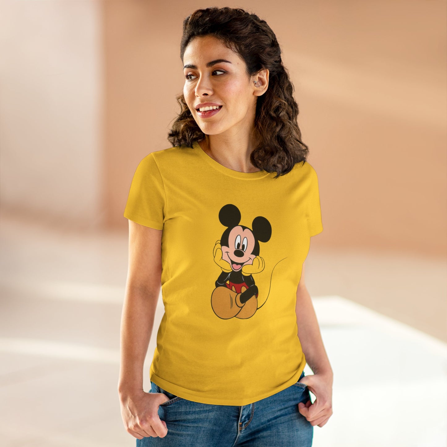 Cheerful Mickey Mouse Tee, Casual Women's T-Shirt, Disney Apparel, Gift for Mickey Fans, Summer Tee, Fun Graphic Shirt