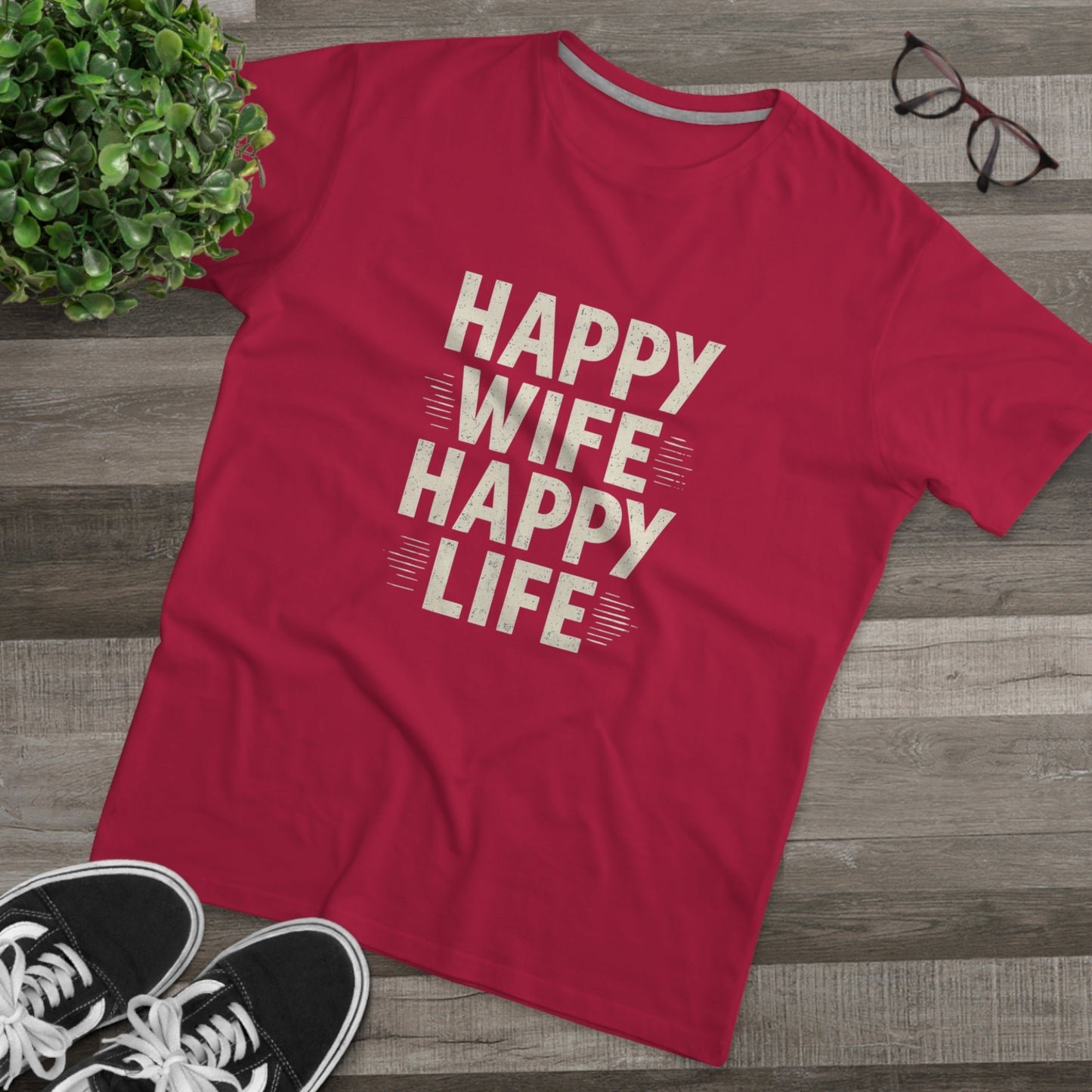 Happy Wife, Happy Life Men's Modern-fit Tee - Inspirational Gift, Casual Wear, Everyday Style, Celebration Outfit, Humor Shirt