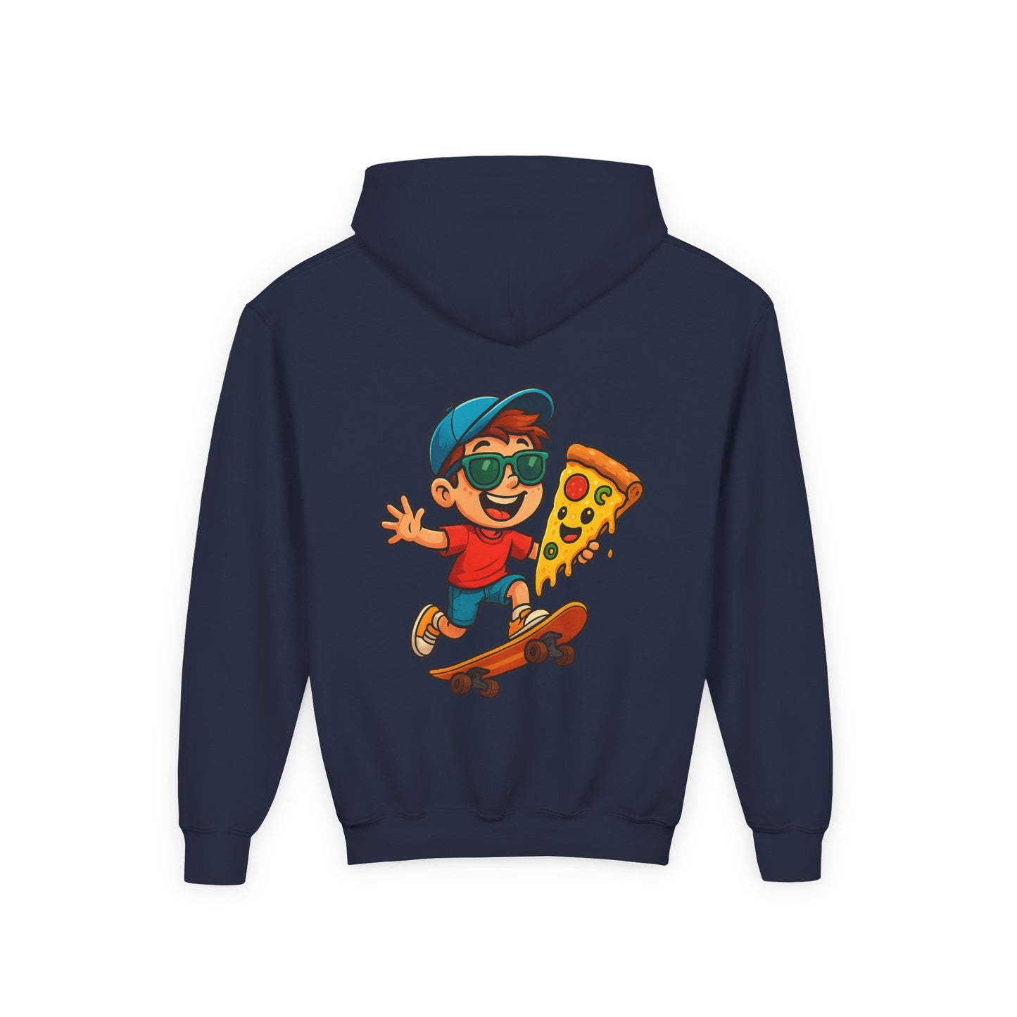 Youth Skateboarder Pizza Hoodie, Cool Sweatshirt for Kids, Perfect for Birthday Gifts, Skateboarding Parties, Everyday Wear