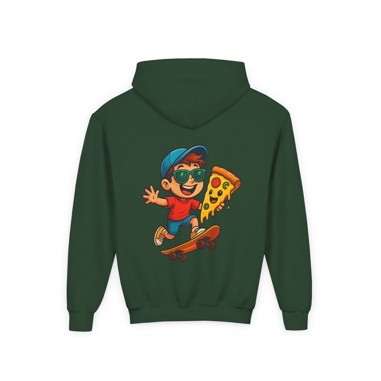 Youth Skateboarder Pizza Hoodie, Cool Sweatshirt for Kids, Perfect for Birthday Gifts, Skateboarding Parties, Everyday Wear
