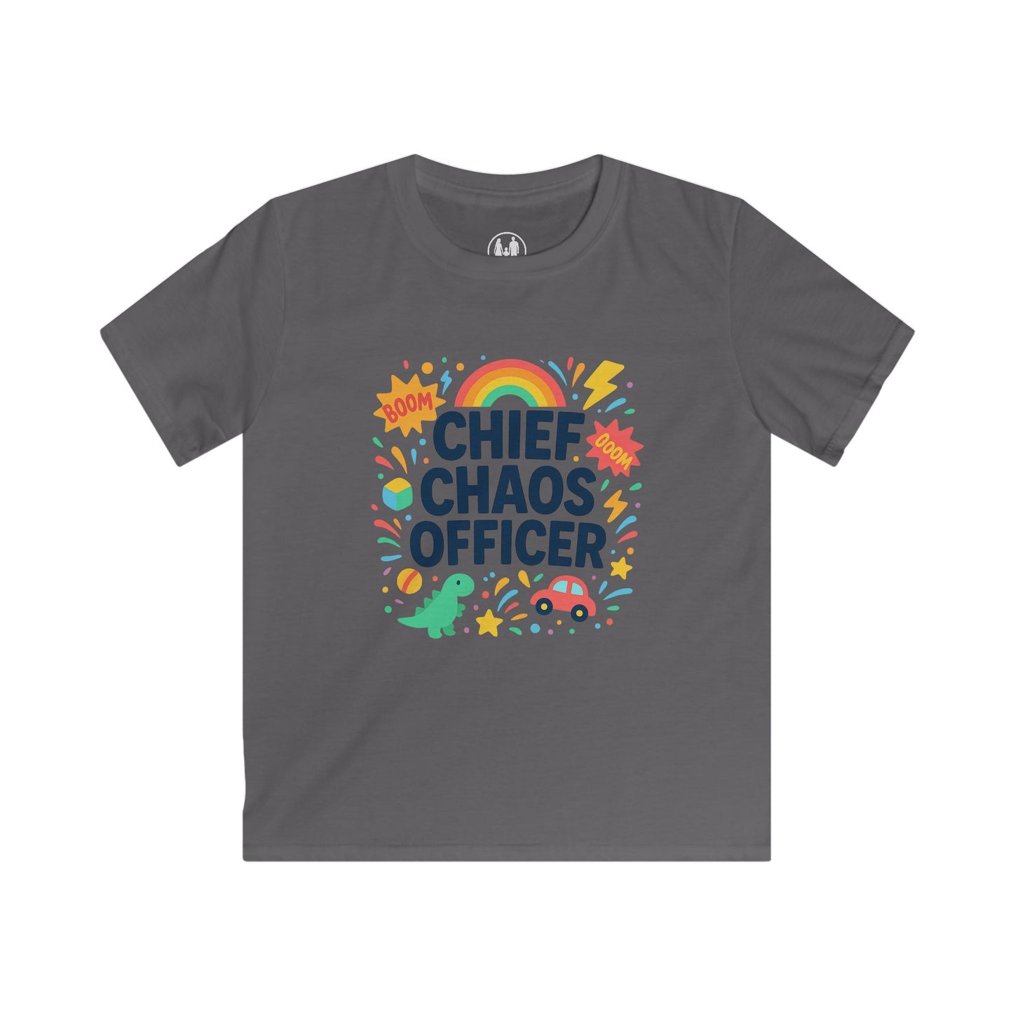 Chief Chaos Officer Kids Tee - Fun Graphic Shirt for Little Adventurers, Birthday Gift, Playtime Wear, Celebration Attire, Rainbow Design