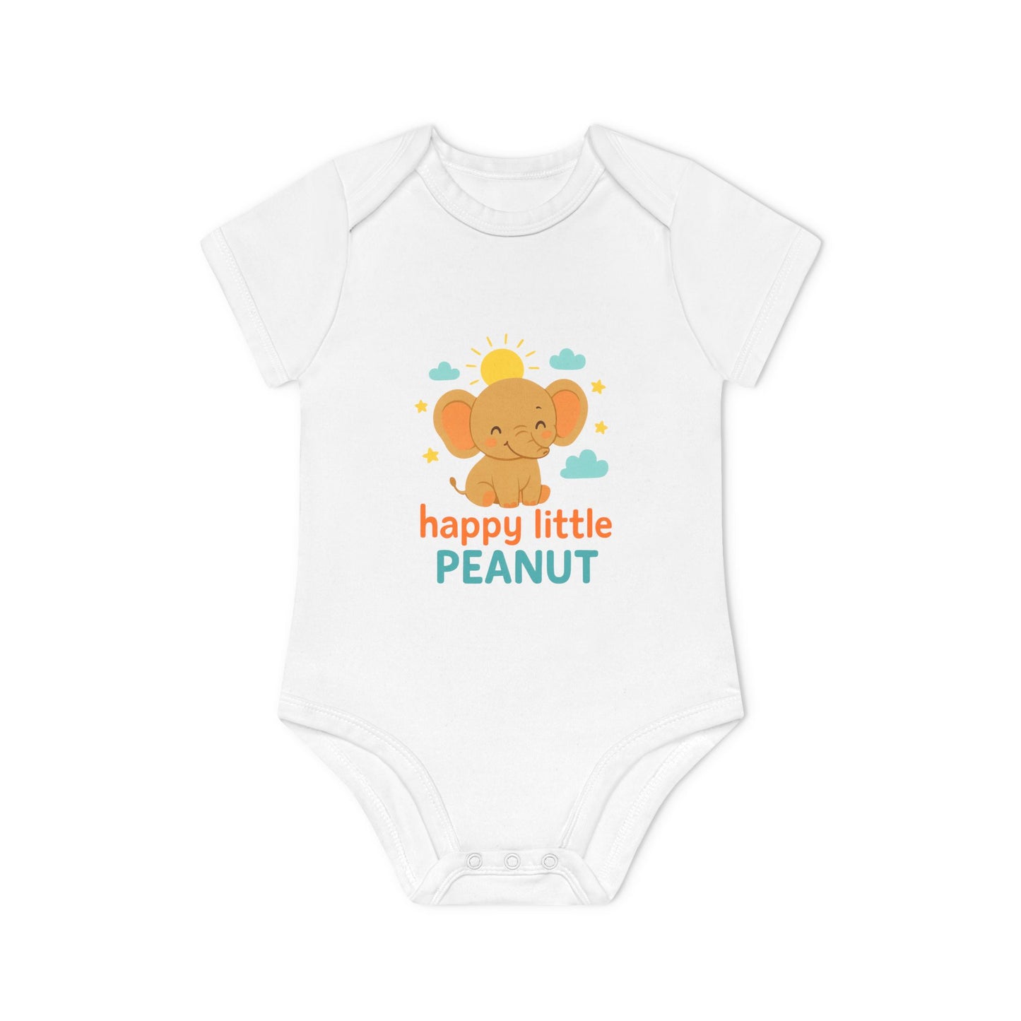 Organic Baby Bodysuit - Happy Little Peanut | Cute Infant Outfit, Newborn Gift, Toddler Wear, Baby Shower Present, Organic Cotton Clothing