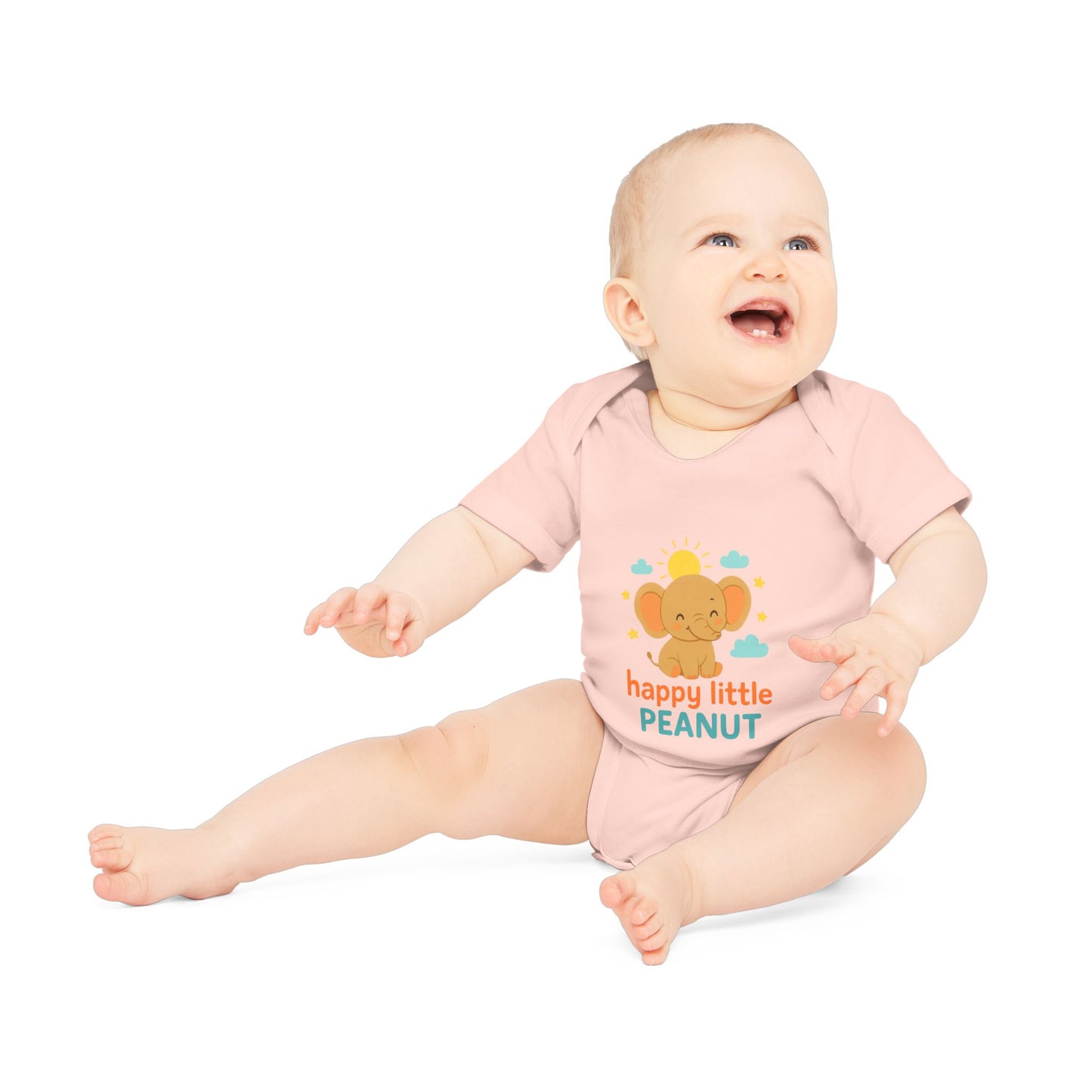 Organic Baby Bodysuit - Happy Little Peanut | Cute Infant Outfit, Newborn Gift, Toddler Wear, Baby Shower Present, Organic Cotton Clothing