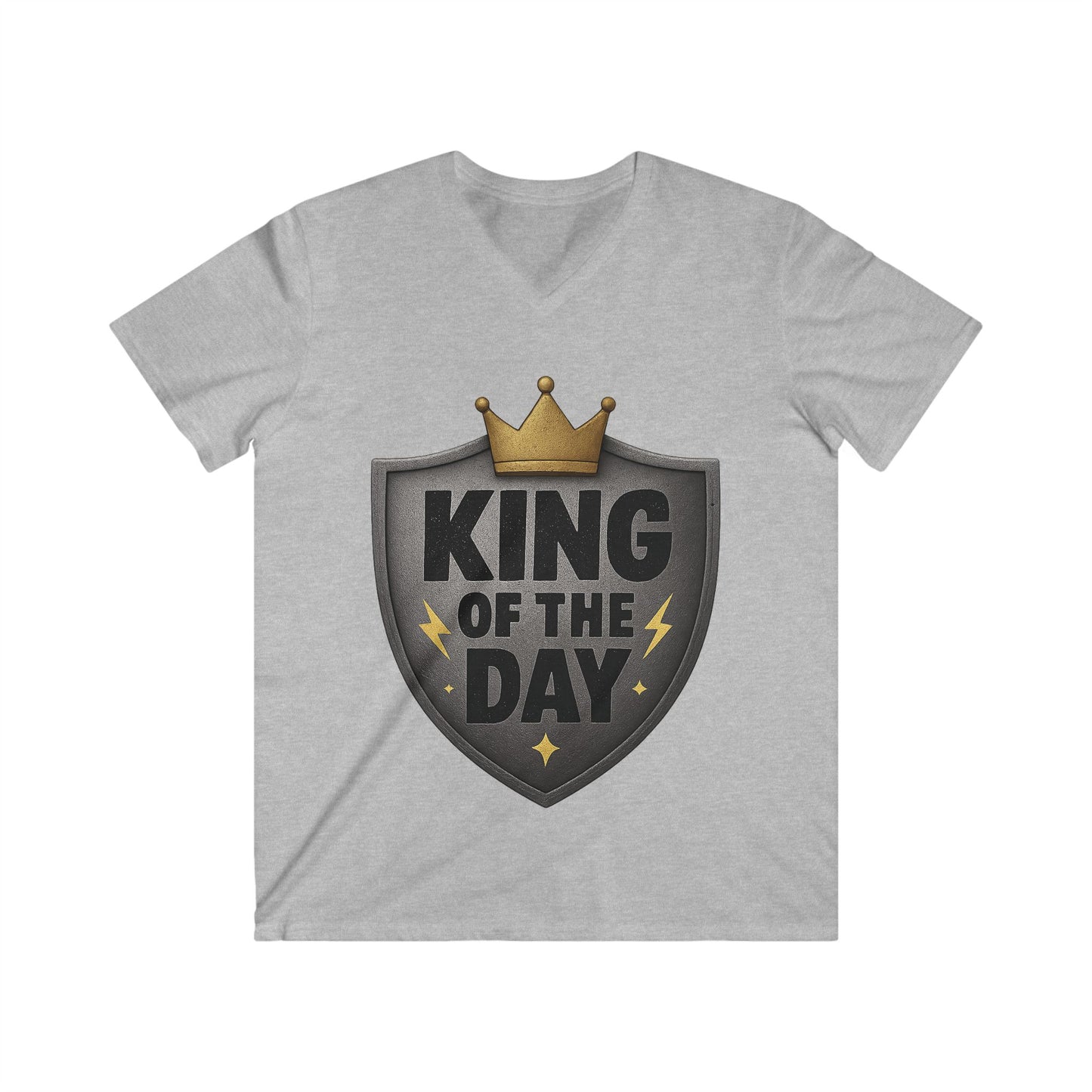 Men's King of the Day V-Neck Tee, Casual Wear, Gift for Him, Birthday Shirt, Father's Day, Everyday Style, Graphic T-Shirt