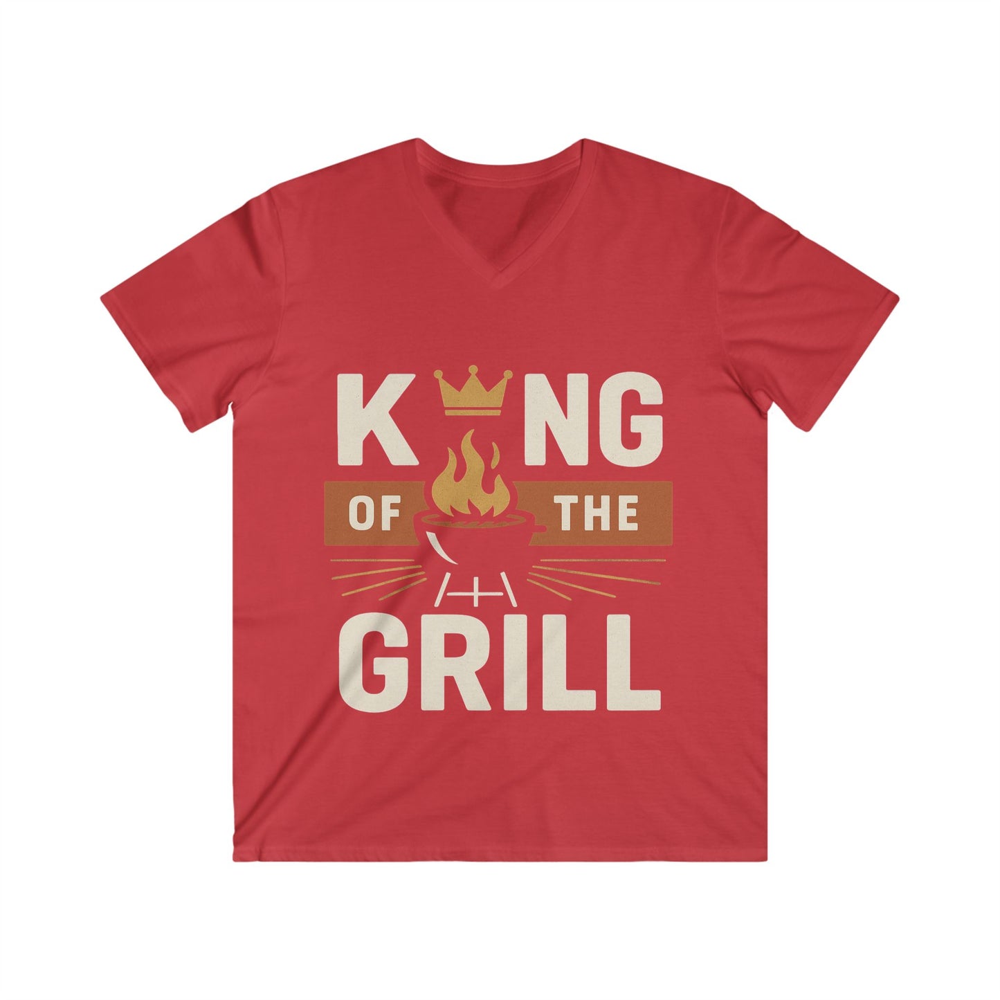 Men's Grill King V-Neck Tee | Perfect Gift for BBQ Lovers, Father's Day, Summer Parties, Cookouts, Casual Wear