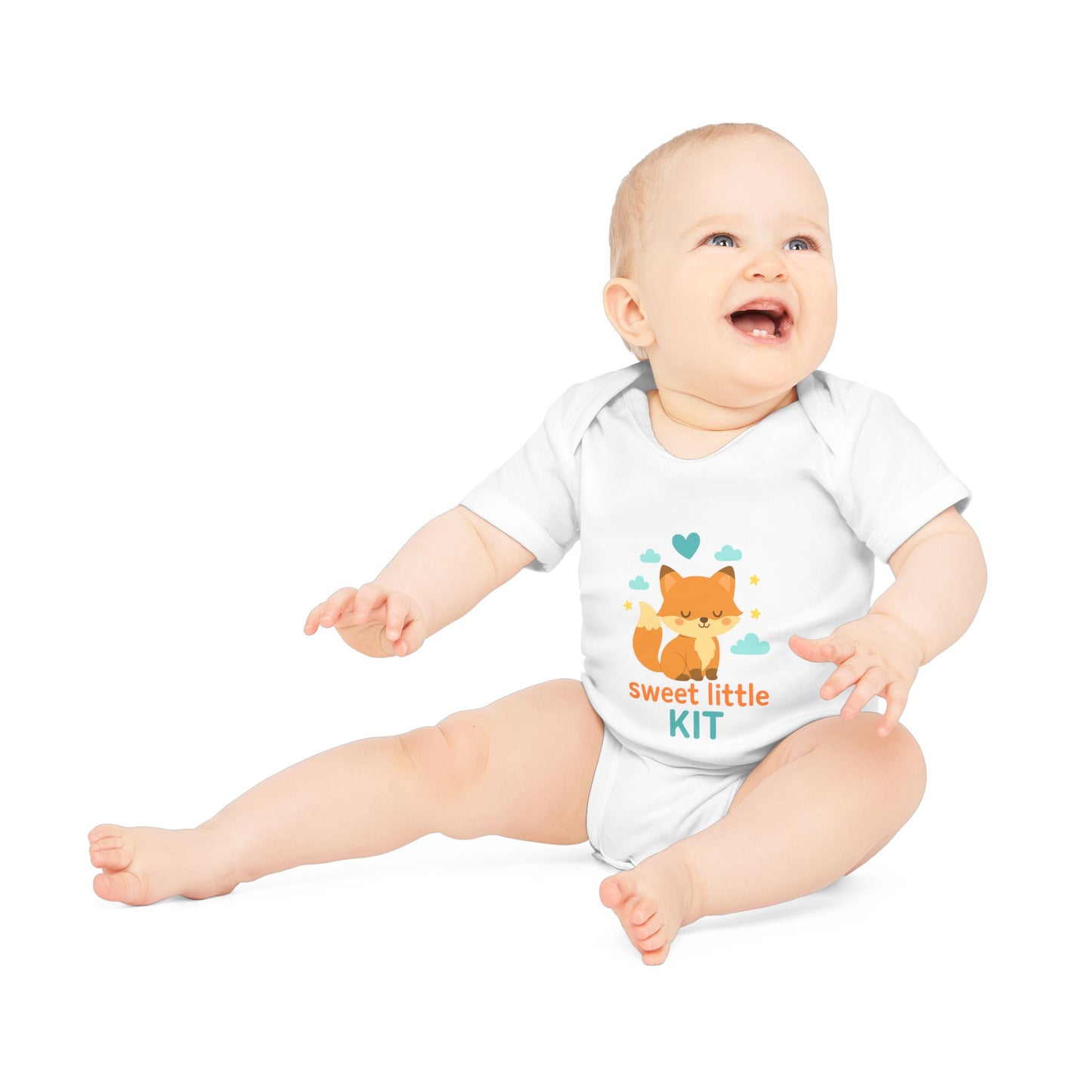 Cute Baby Bodysuit with Sweet Little Kit Design, Organic Cotton, Perfect for Baby Shower Gift, Newborn Outfit, Animal Lover Baby Clothes