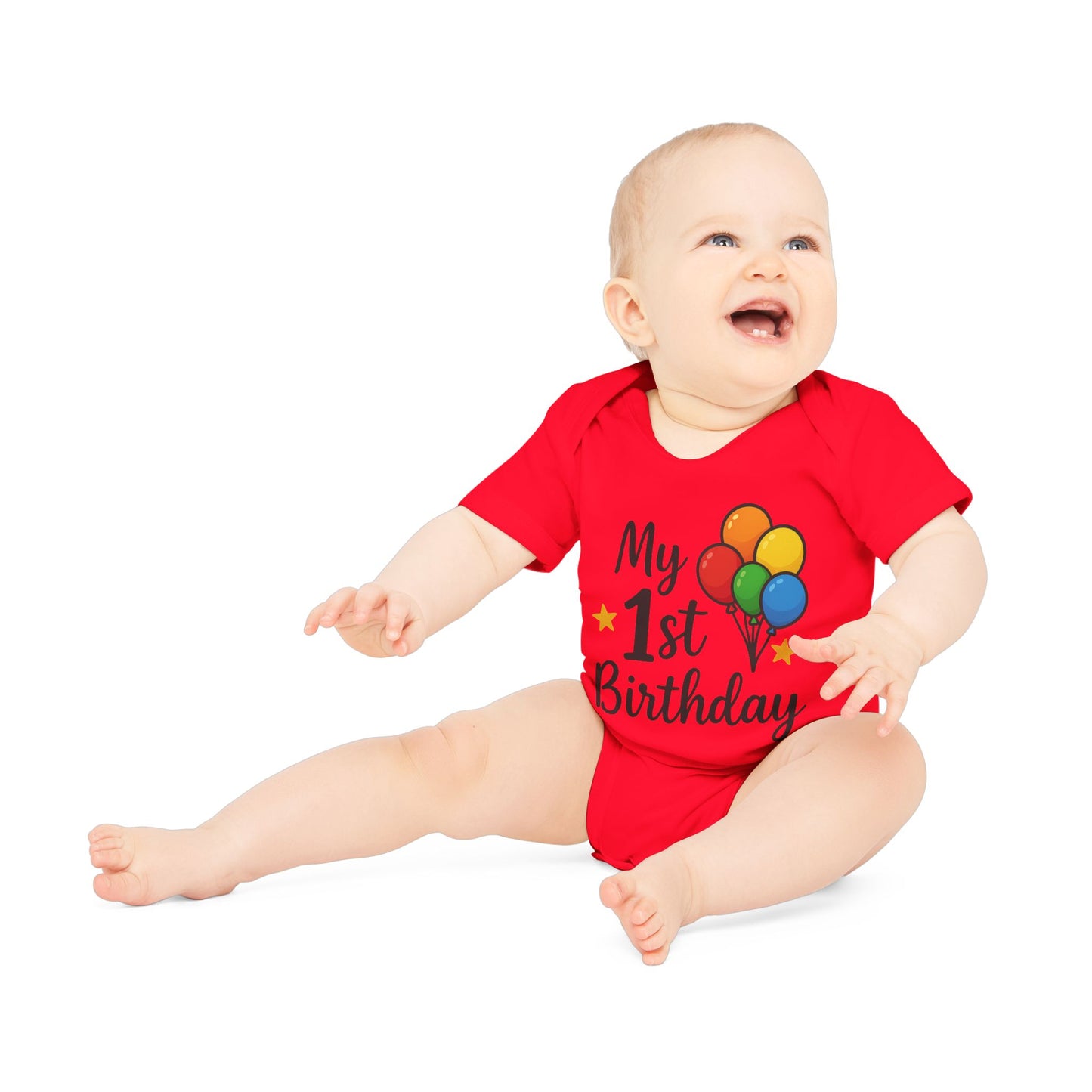 My 1st Birthday Organic Baby Bodysuit, Baby Shower Gift, First Birthday Outfit, Cute Baby Clothes, Eco-Friendly Baby Wear