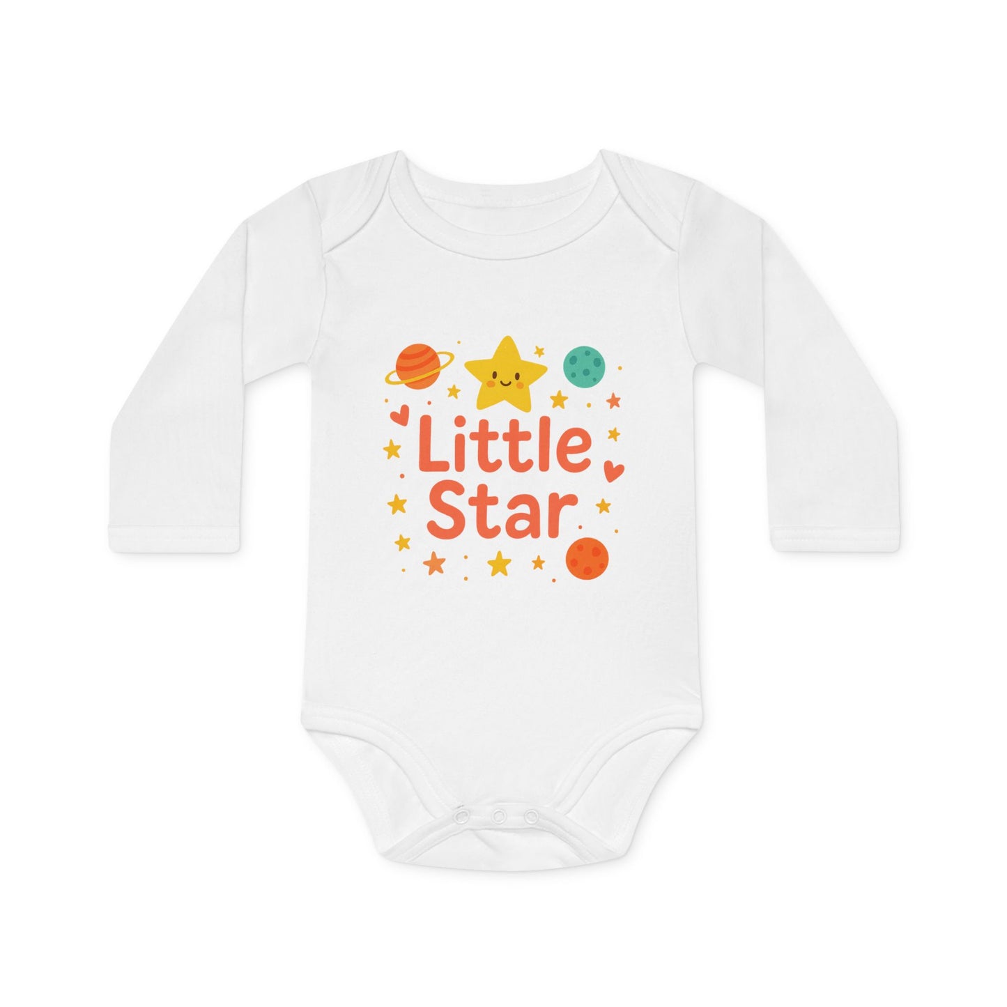 Little Star Baby Long-Sleeve Organic Bodysuit, Cute Infant Outfit, Newborn Gift, Baby Shirt, Eco-Friendly Clothing