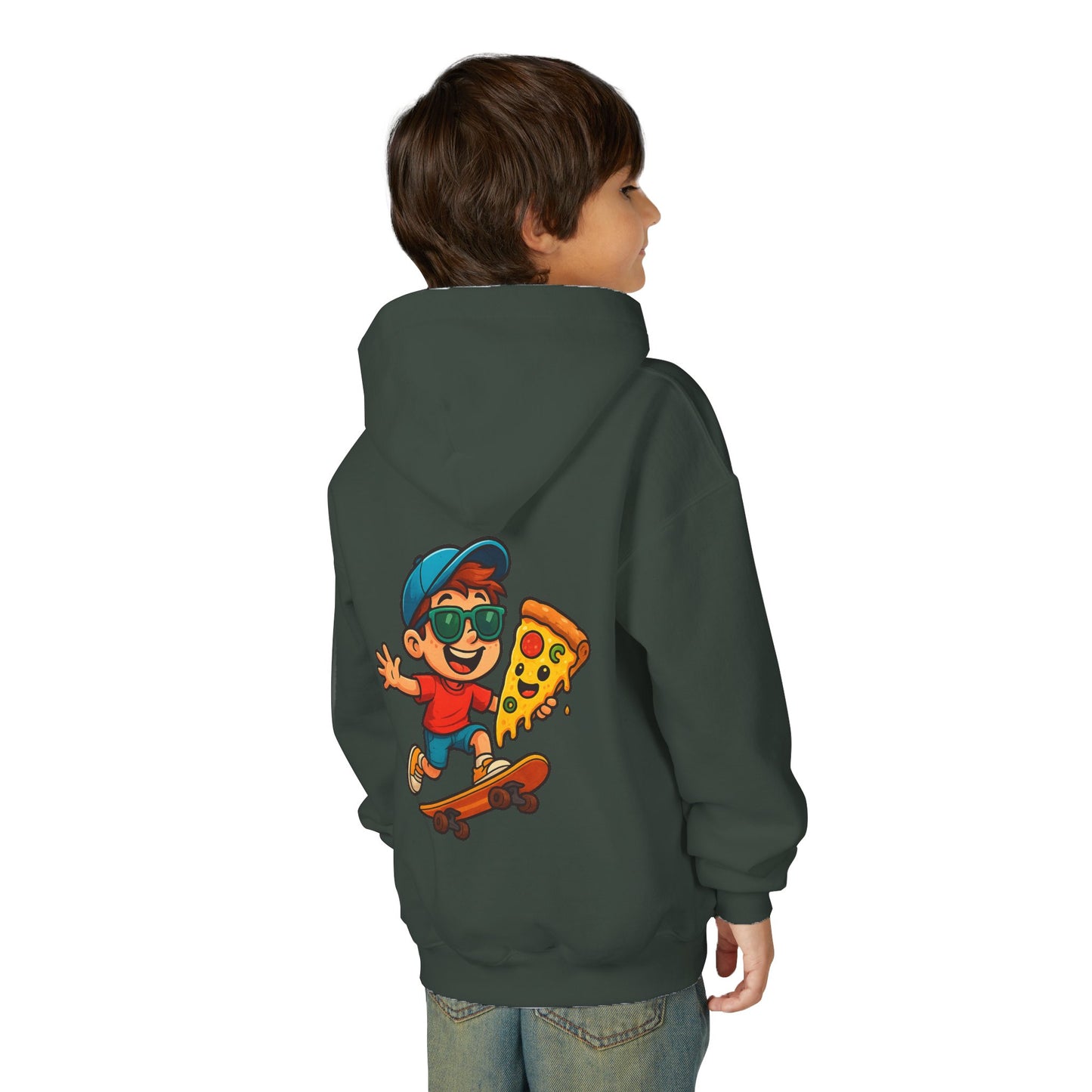 Youth Skateboarder Pizza Hoodie, Cool Sweatshirt for Kids, Perfect for Birthday Gifts, Skateboarding Parties, Everyday Wear
